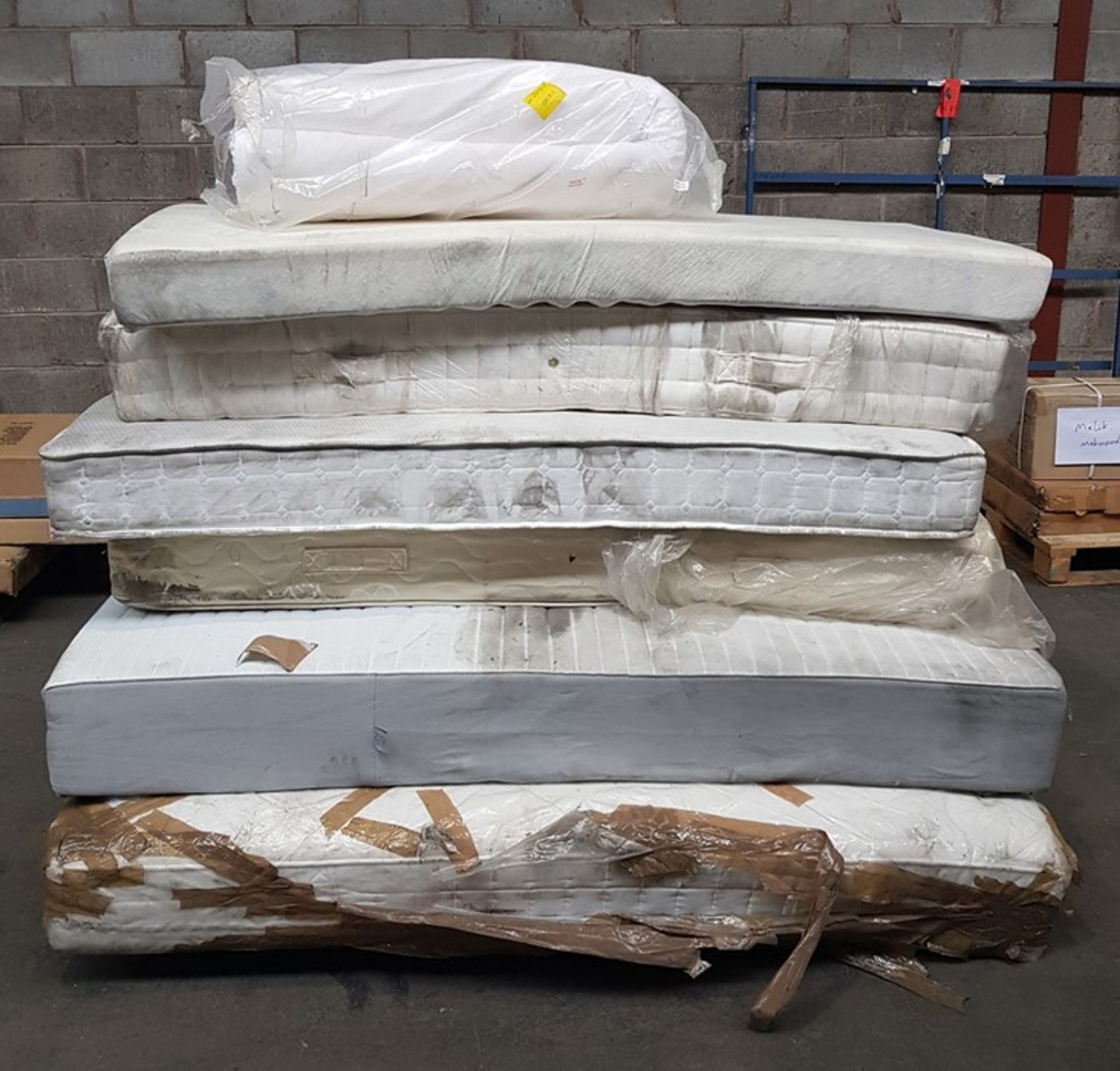 1 LOT TO CONTAIN GRADE C MATTRESSES IN VARIOUS SIZES FROM 3FT TO SUPERKING - ALL WILL NEED A CLEAN