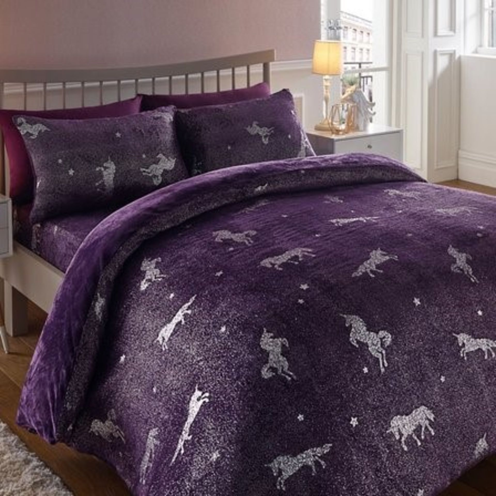 1 PACKAGED ULTRA COSY TEDDY FLEECE UNICORN DUVET S