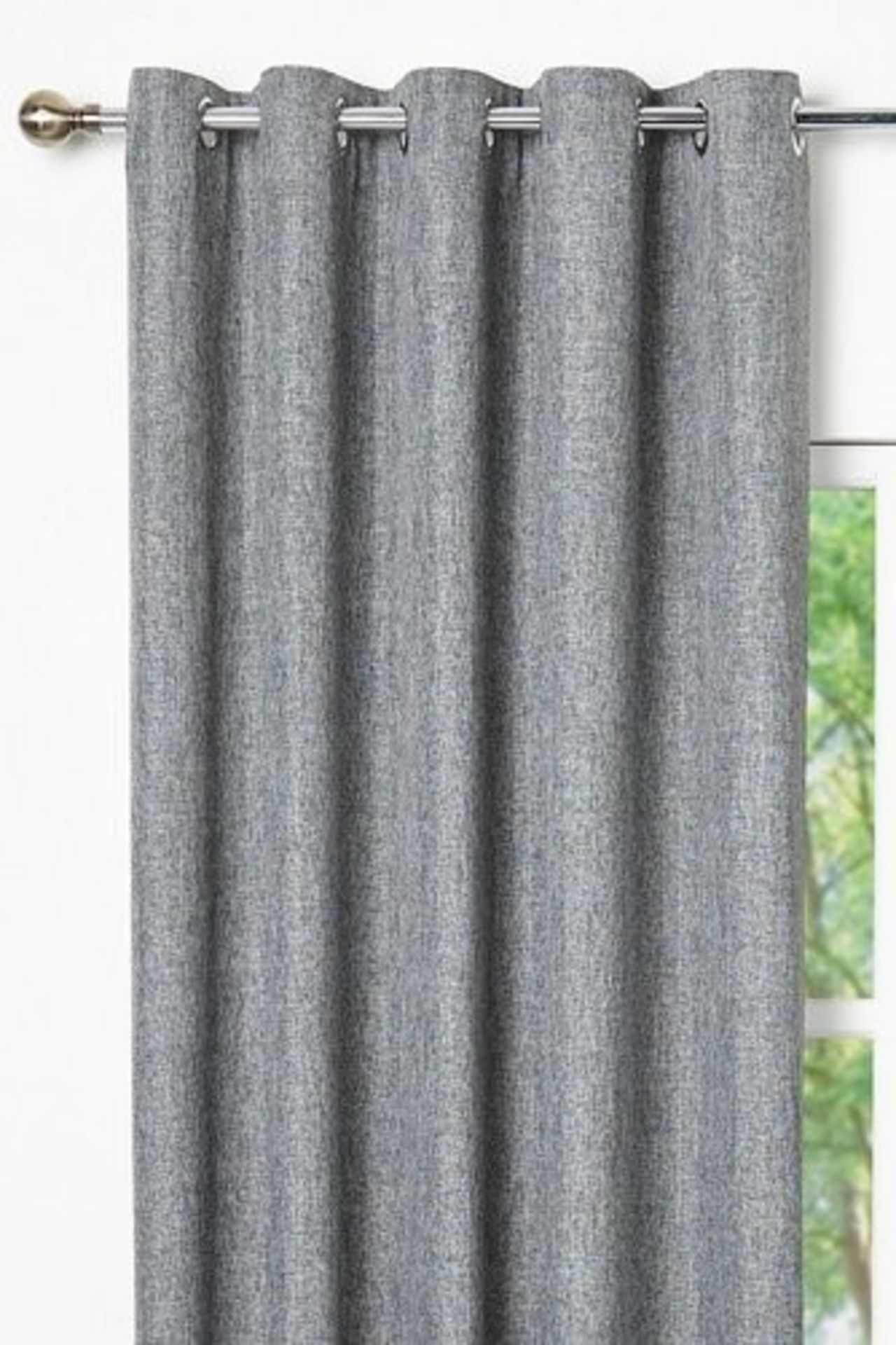 1 AS NEW LINEN LOOK EYELET CURTAINS IN GREY, 66" X