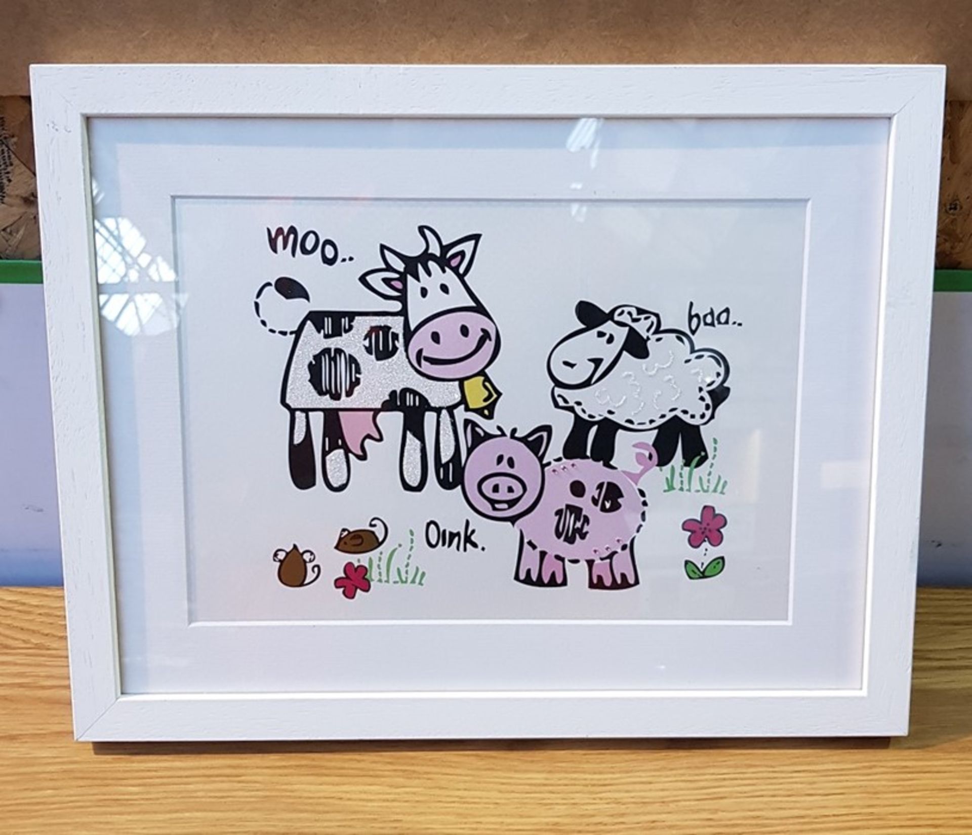 1 BRAND NEW BABY AND KIDS FARM YARD ANIMALS FRAMED