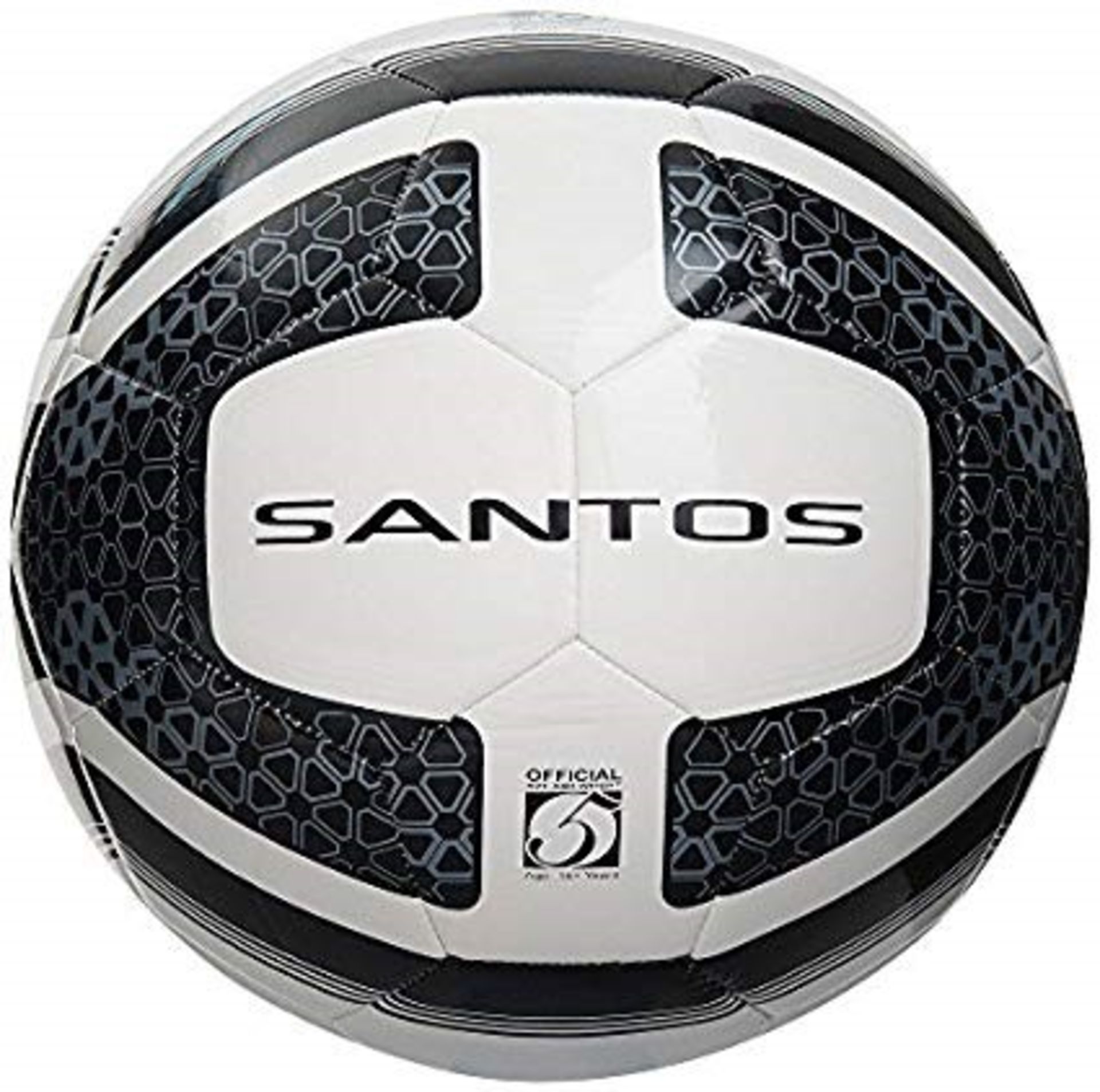 1 AS NEW BAGGED PRECISION SANTOS MATCH FOOTBALLS IN WHITE/BLACK/BLACK / SIZE - 3 / RRP £14.99 (