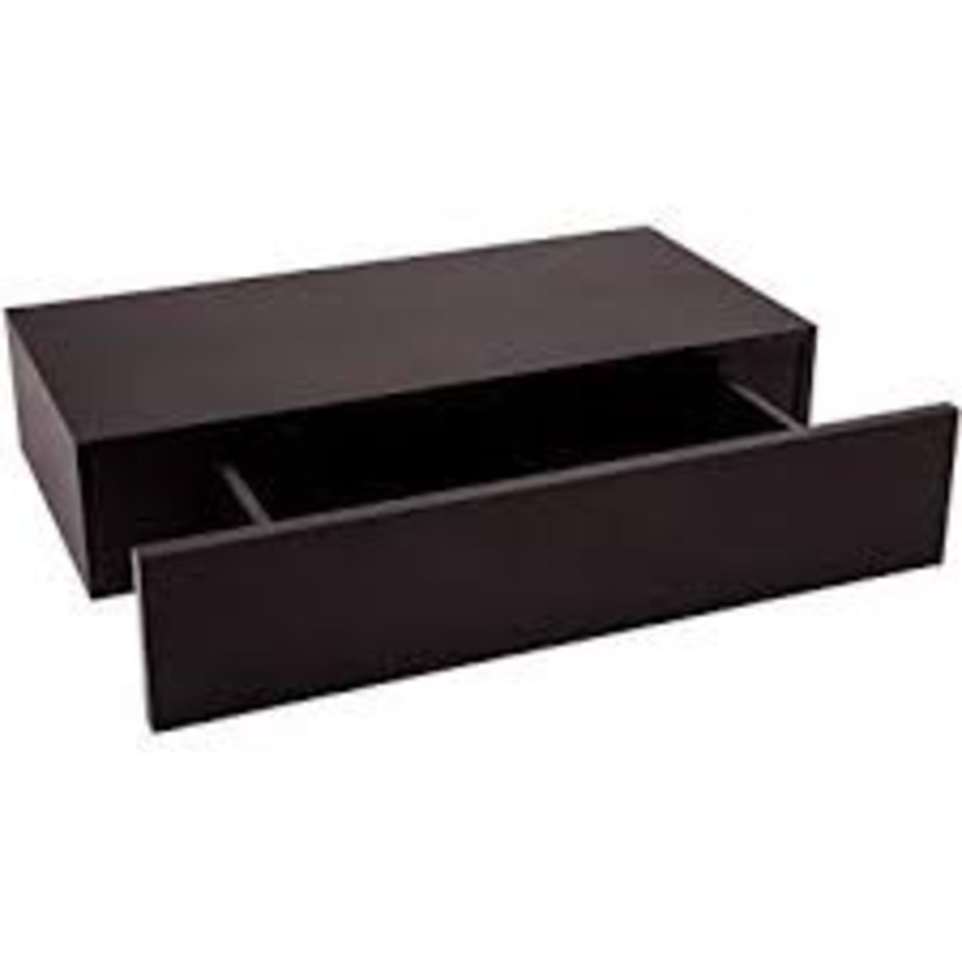 1 AS NEW BOXED FORM DEEP CHUNKY SHELF WITH DRAWER IN BLACK (VIEWING HIGHLY RECOMMENDED)