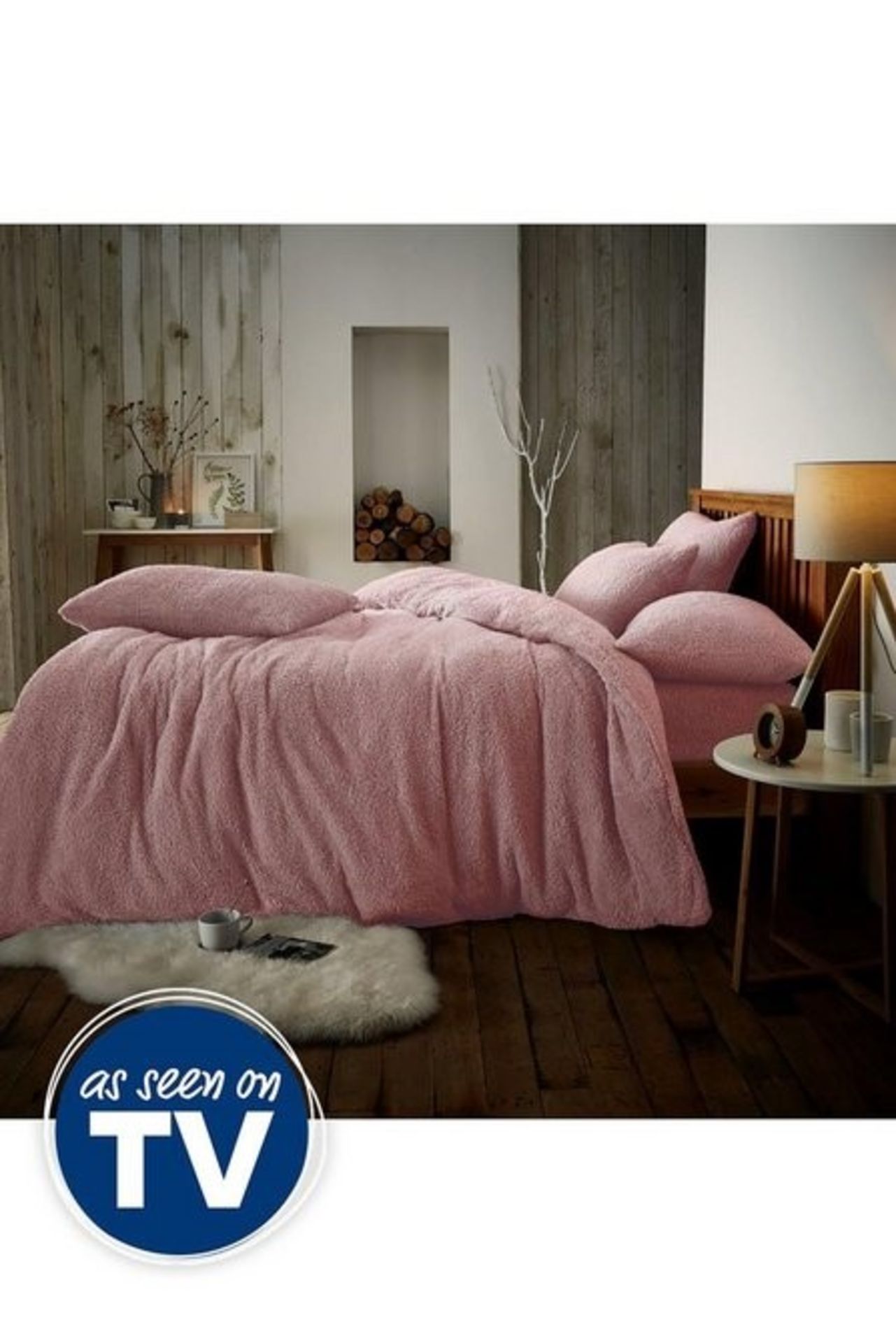 1 AS NEW BAGGED ULTRA COSY TEDDY FLEECE DOUBLE DUVET SET IN PINK (VIEWING HIGHLY RECOMMENDED)
