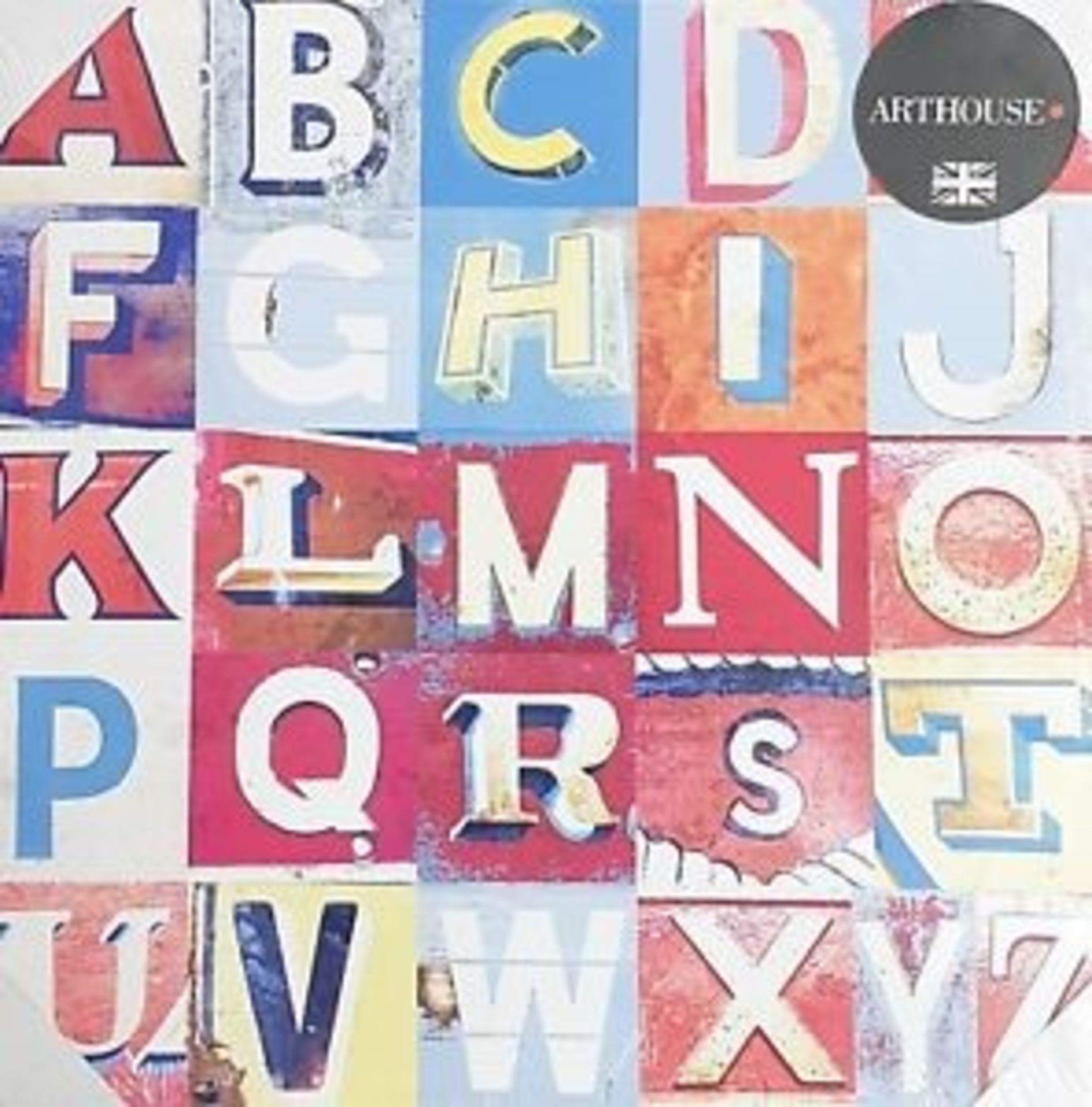 1 BRAND NEW BOXED ARTHOUSE ALPHABET CANVAS WALL ART 40CM X 40CM / RRP £12.00 (VIEWING HIGHLY