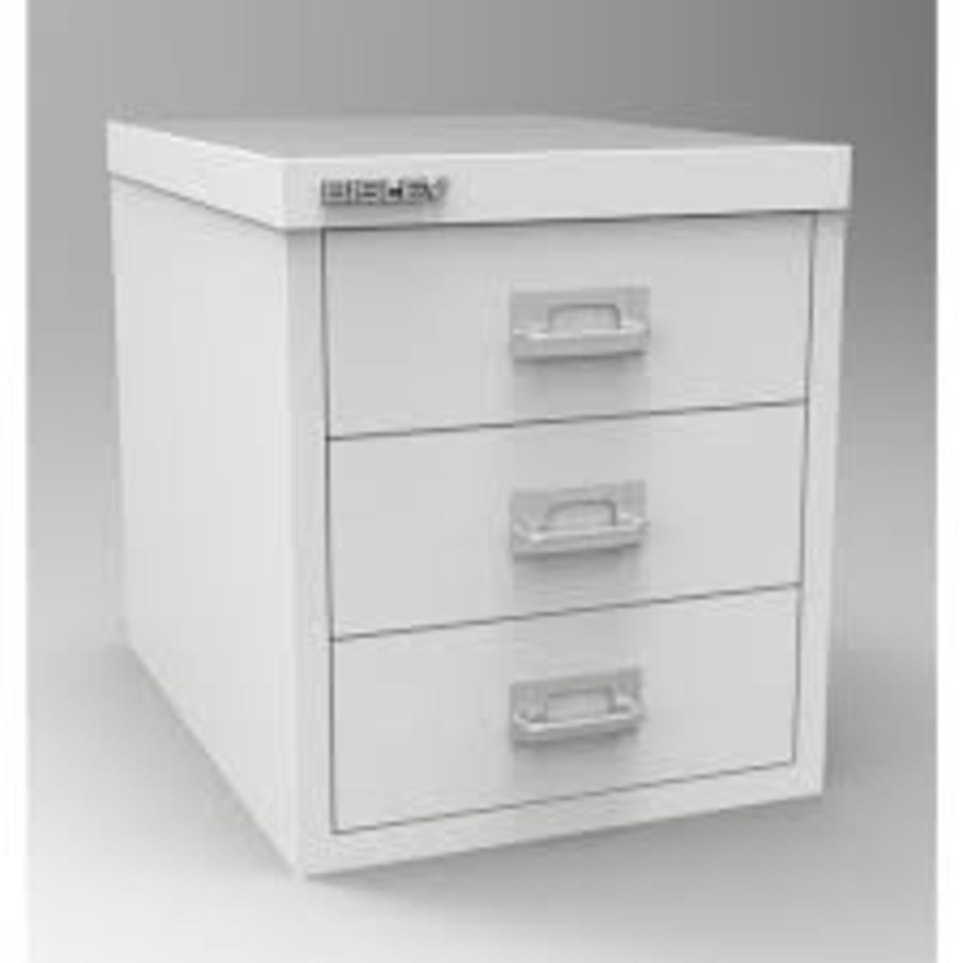 1 BOXED BISLEY 3 DRAWER FILING CABINET IN OYSTER WHITE / RRP £65.99 (VIEWING HIGHLY RECOMMENDED)