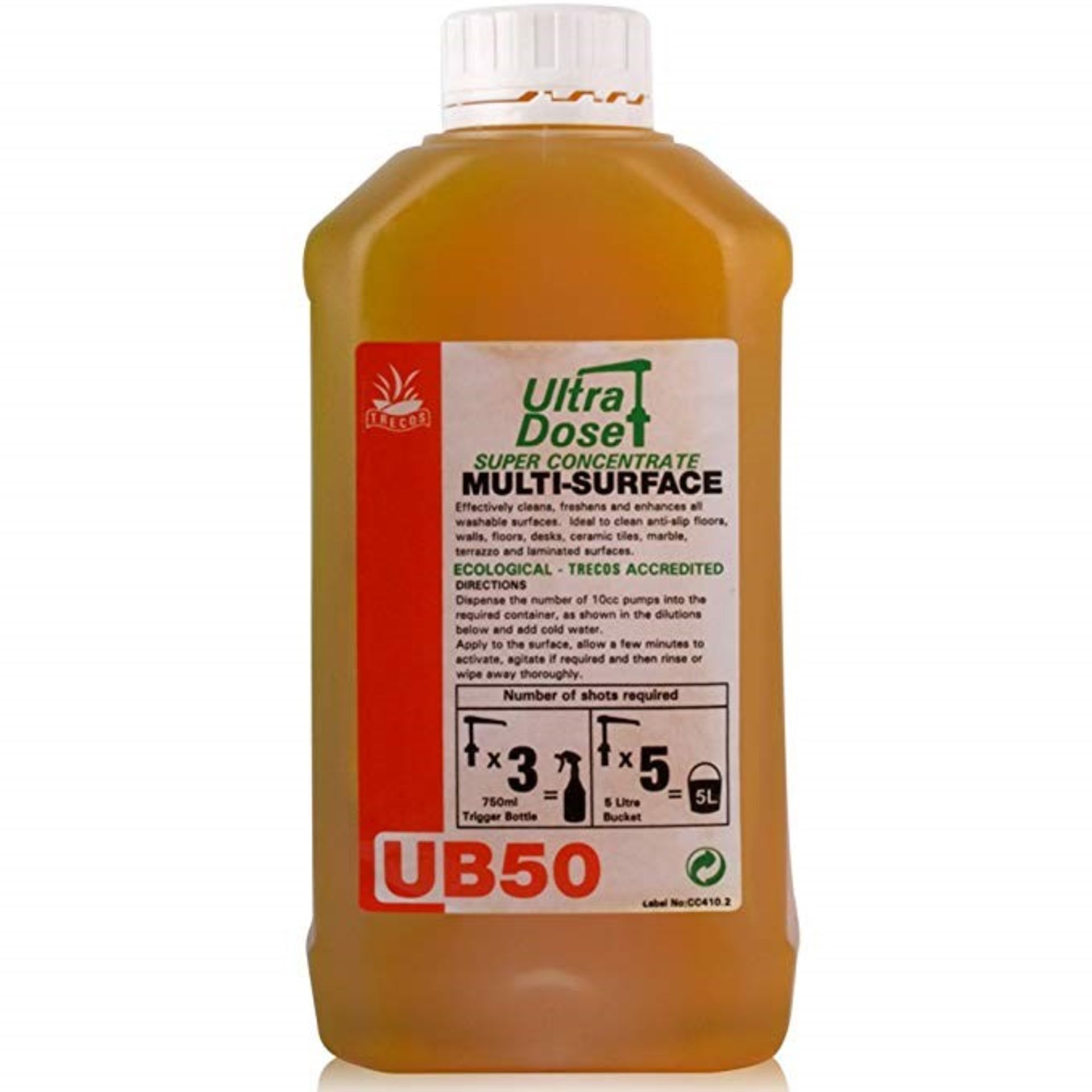 1 LOT TO CONTAIN 4 BOTTLES OF TRECOS UB50 SUPER CONCENTRATED MULTI-SURFACE CLEANER - EACH BOTTLE - Image 2 of 2