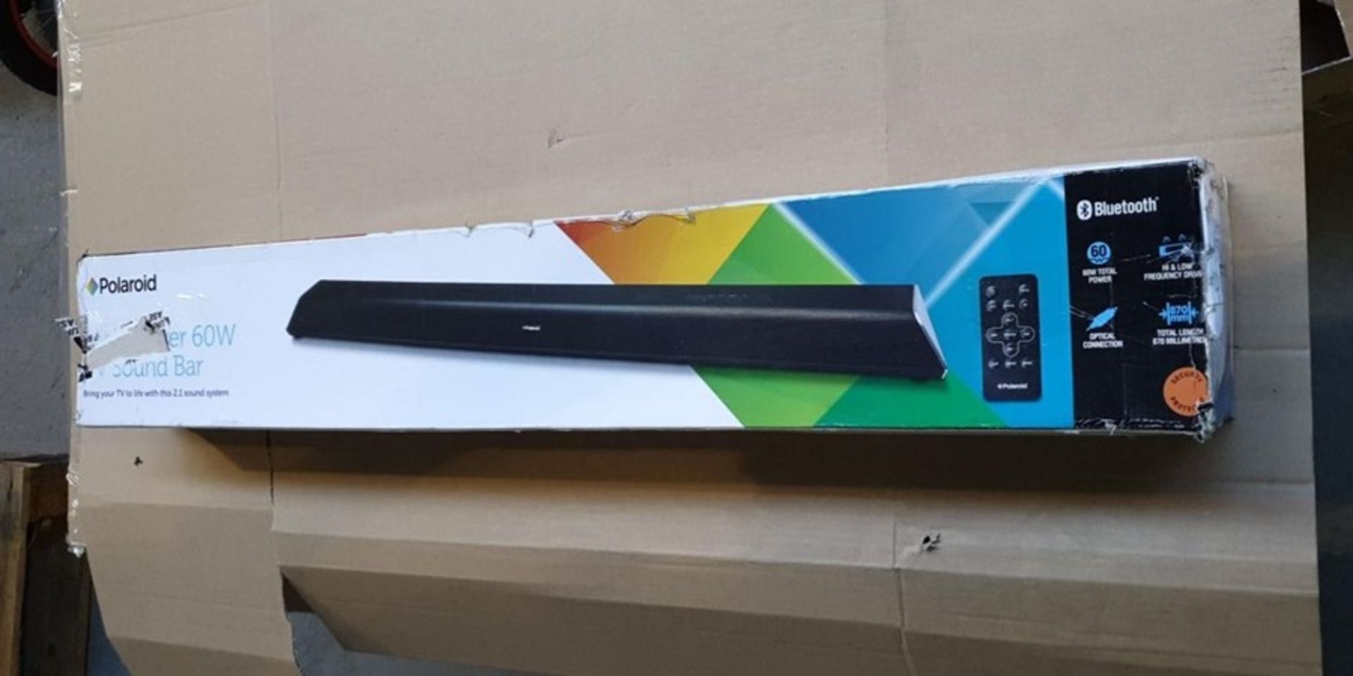 1 BOXED POLAROID HIGH POWER 60W TV SOUND BAR / RRP £59.00 - BL -3781 (VIEWING HIGHLY RECOMMENDED)