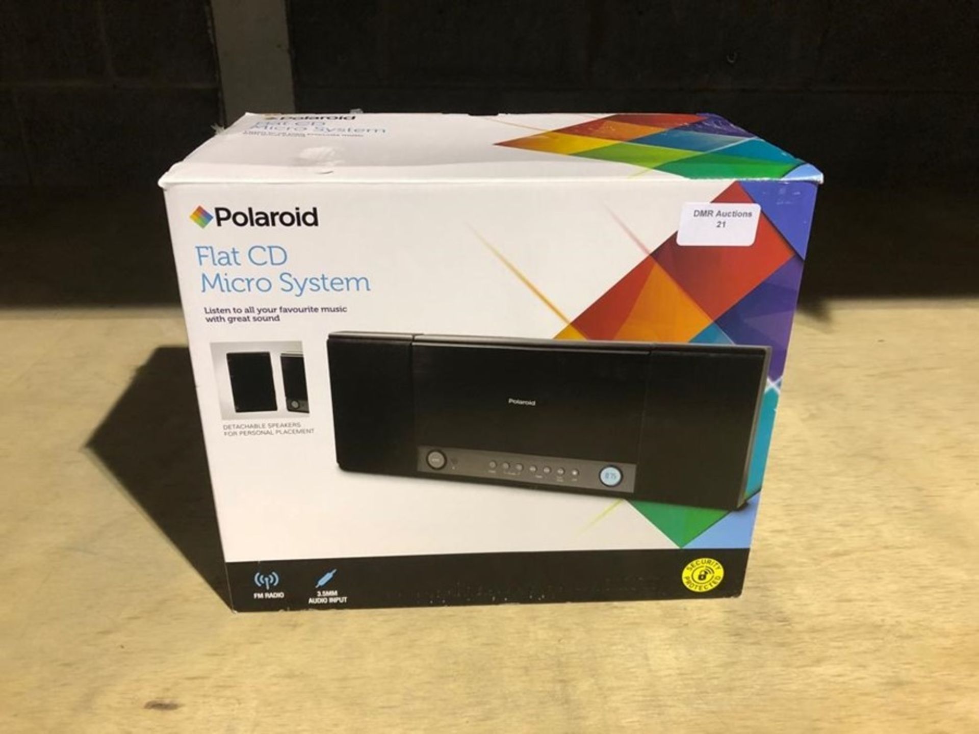 1 BOXED POLAROID FLAT CD MICRO SYSTEM IN BLACK / RRP £30.00 - BL -3813 (VIEWING HIGHLY RECOMMENDED)