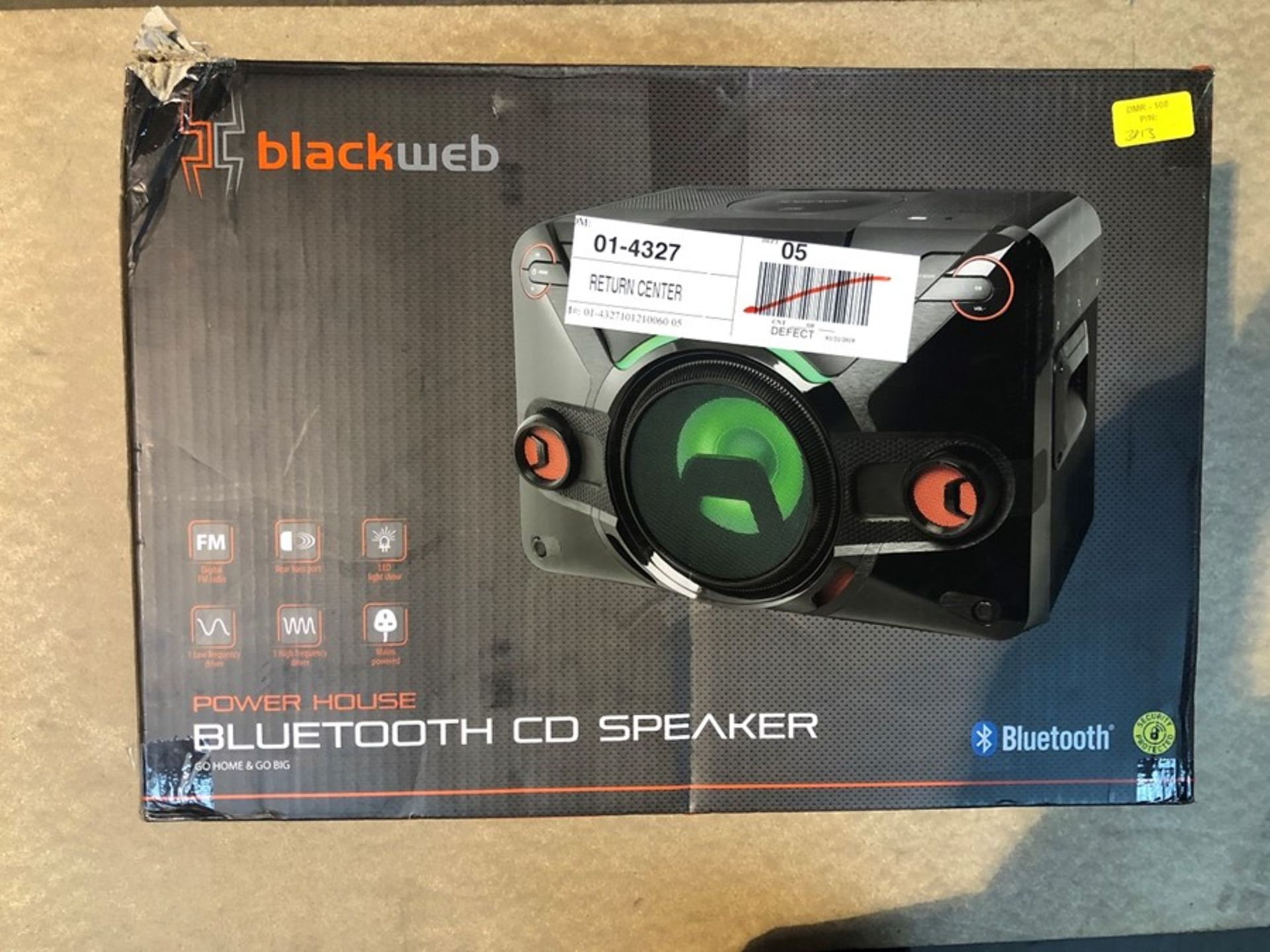 1 BOXED BLACK WEB POWER HOUSE BLUETOOTH CD SPEAKER IN BLACK / RRP £65.00 - BL -3813 (VIEWING