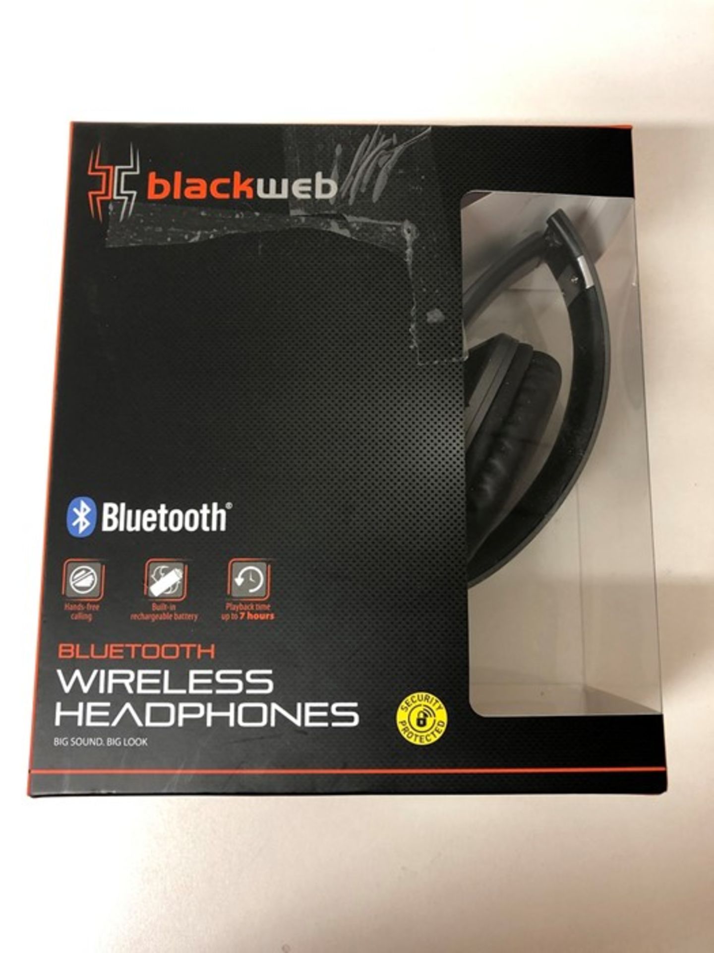 1 BOXED BLACK WEB BLUETOOTH WIRELESS HEADPHONES IN GREY AND BLACK / RRP £20.00 - BL 3809 (VIEWING