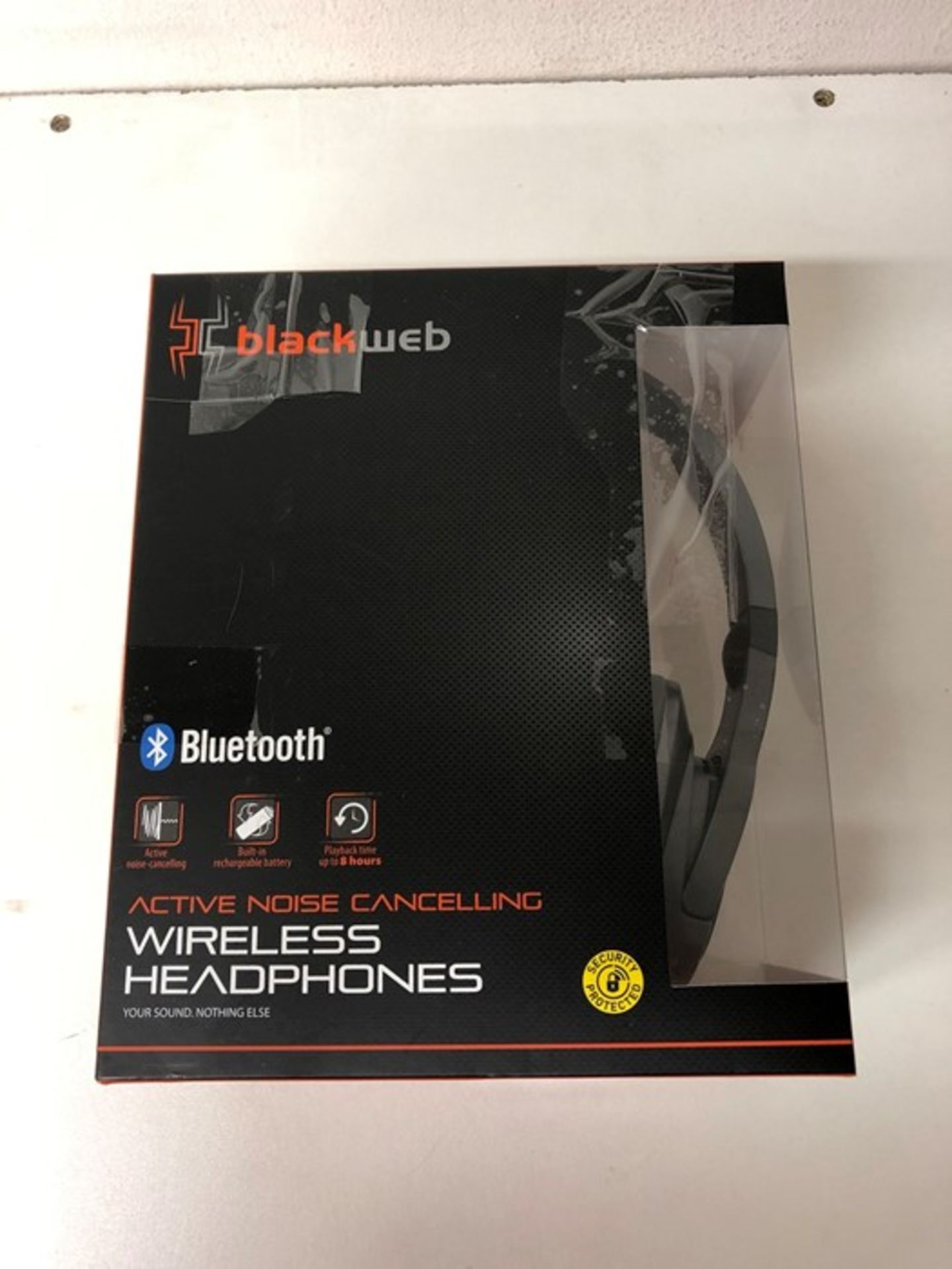1 BOXED BLACK WEB BLUETOOTH WIRELESS HEADPHONES IN GREY AND BLACK / RRP £20.00 - BL 3809 (VIEWING