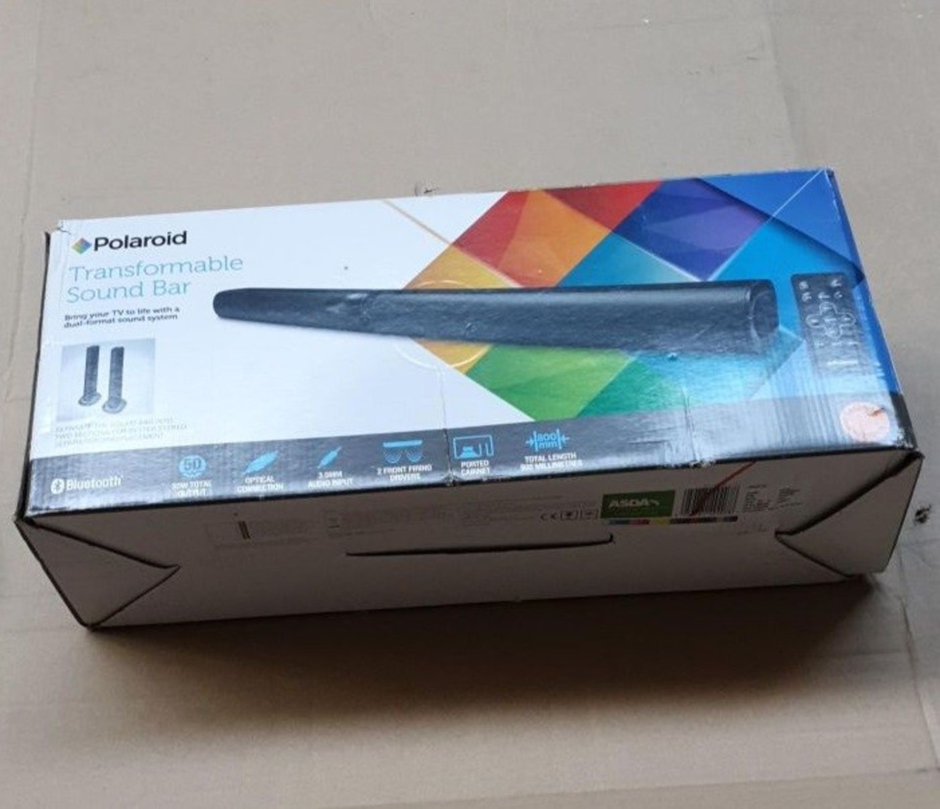 1 BOXED 50W POLAROID TRANSFORMABLE SOUND BAR / RRP £48.00 - BL -3781 (VIEWING HIGHLY RECOMMENDED)