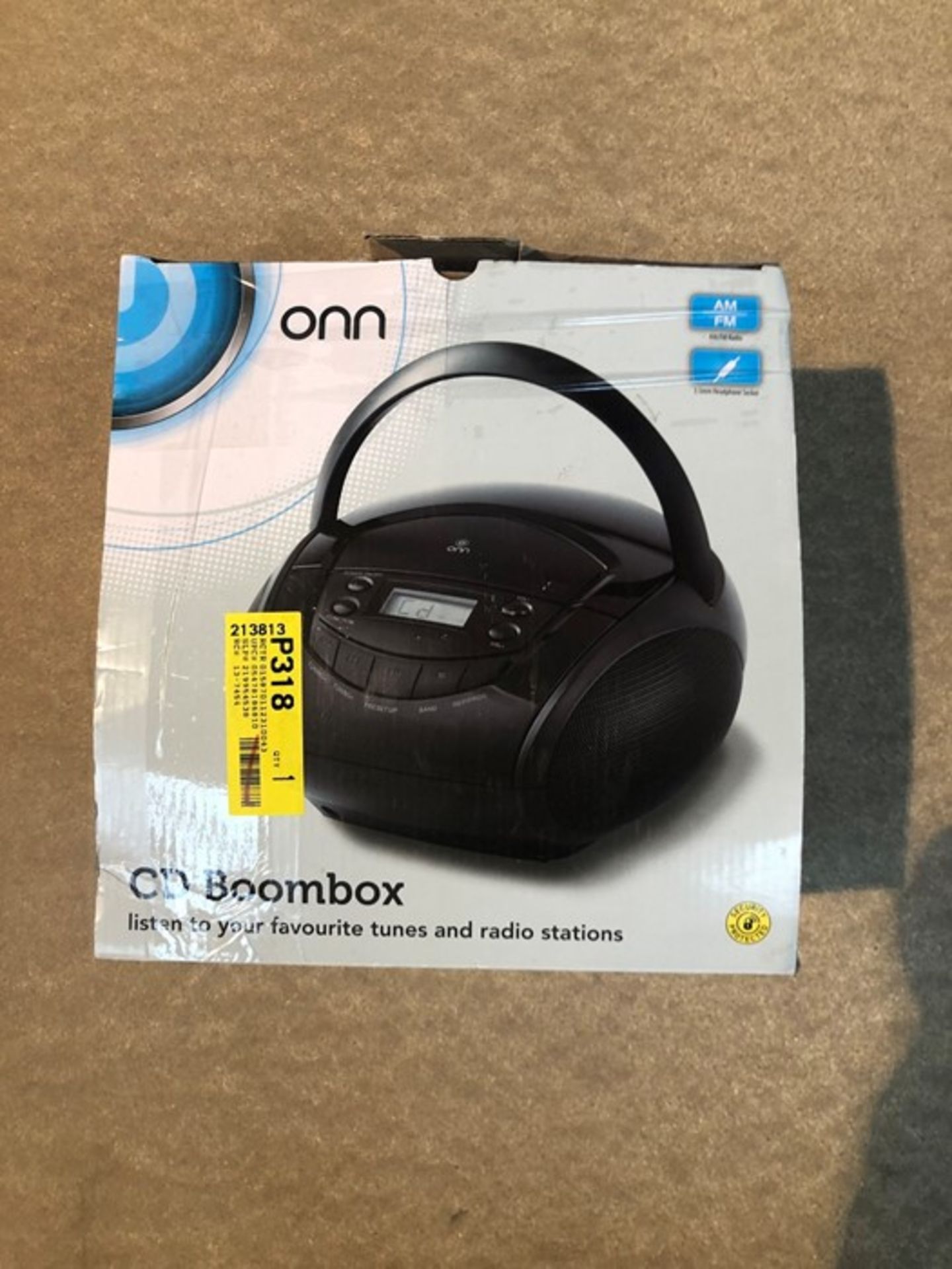 1 BOXED ONN CD BOOMBOX IN BLACK / RRP £20.00 - BL -3813 (VIEWING HIGHLY RECOMMENDED)