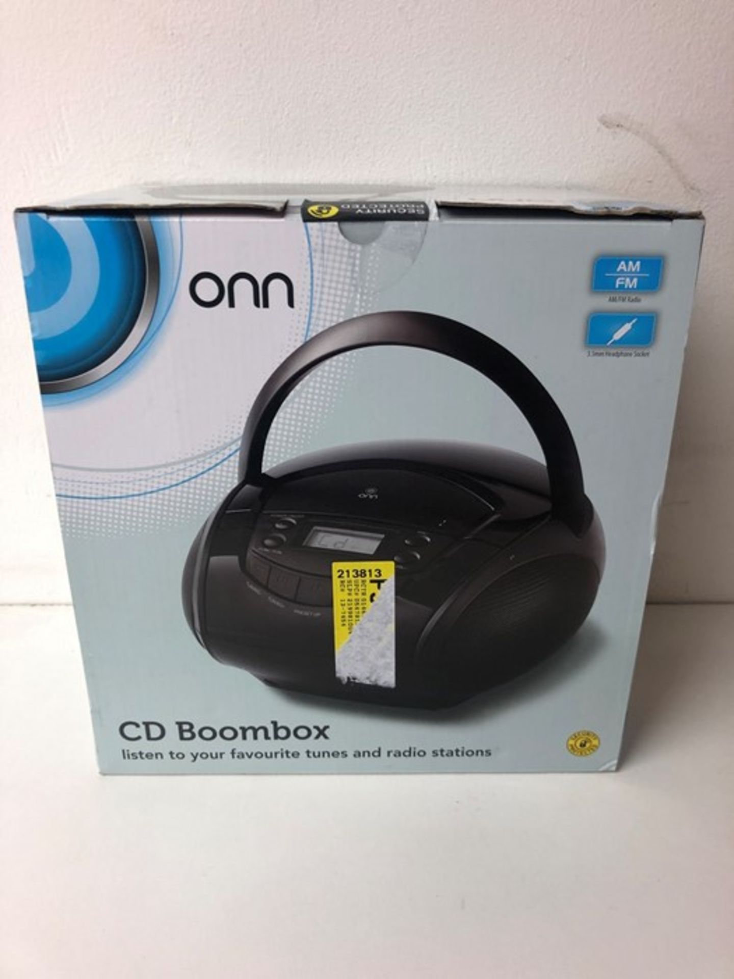 1 BOXED ONN CD BOOMBOX IN BLACK / RRP £20.00 - BL -3813 (VIEWING HIGHLY RECOMMENDED)