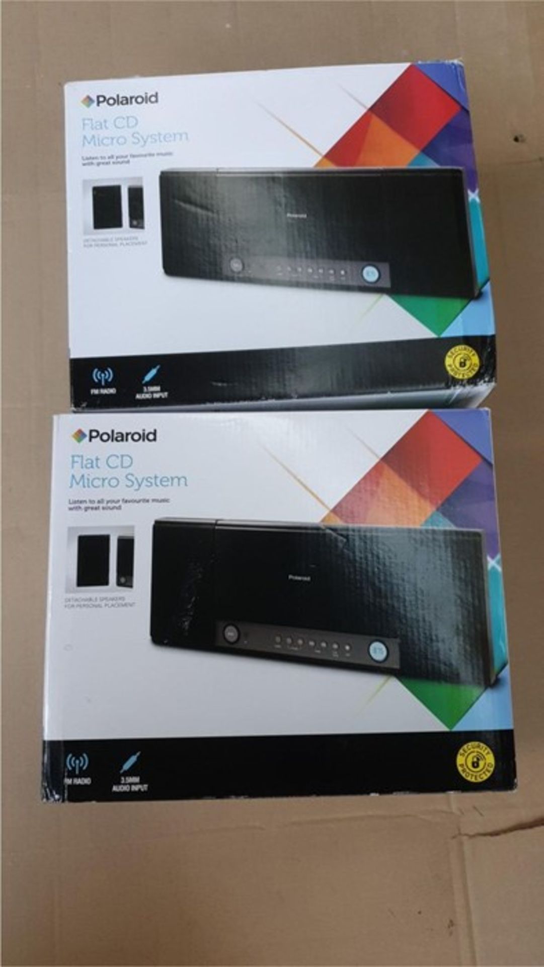 1 LOT TO CONTAIN 2 BOXED POLAROID FLAT CD MICRO SYSTEM IN BLACK / RRP £60.00 - BL -4578 (VIEWING