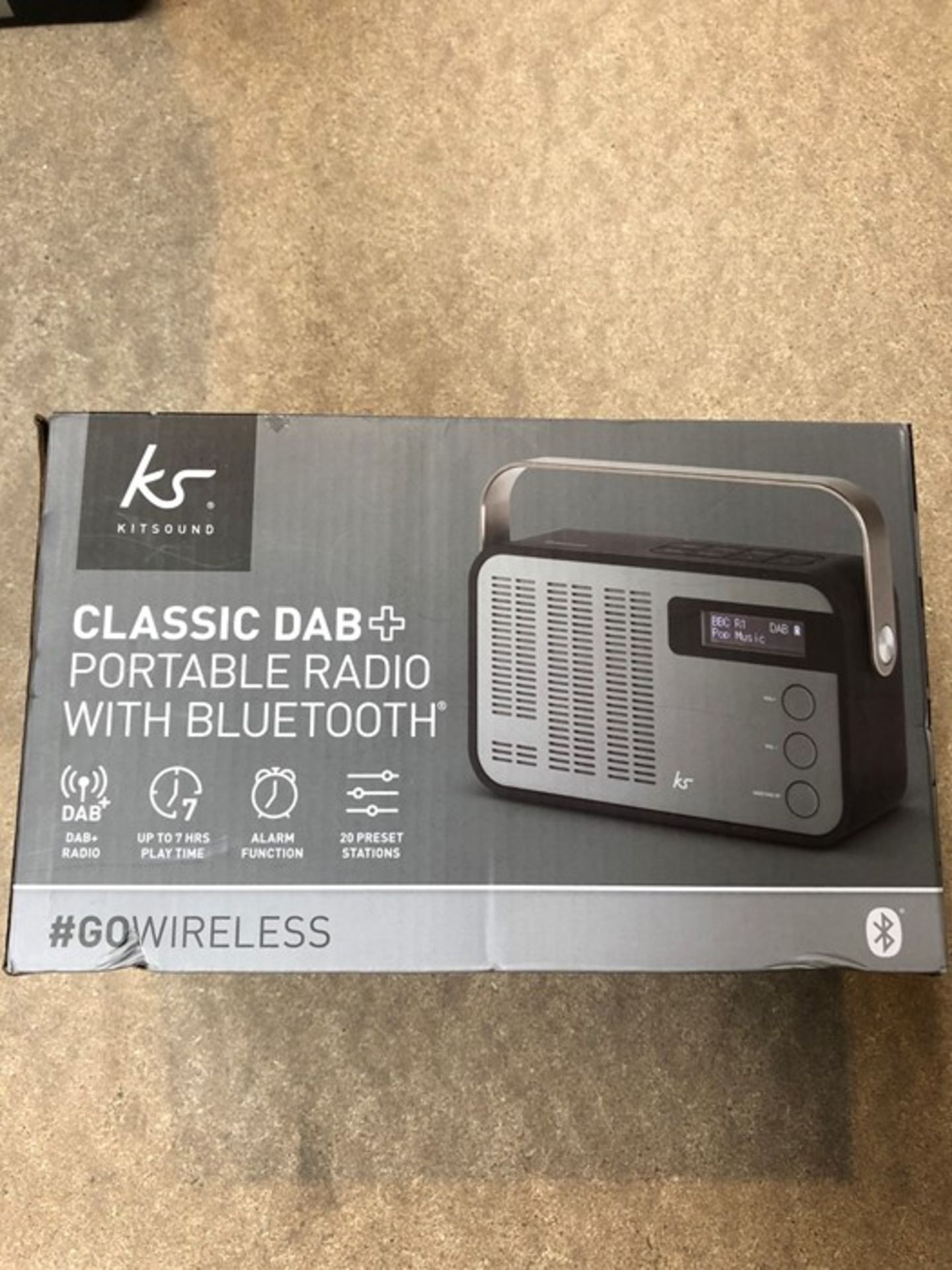1 BOXED KITSOUND CLASSIC DAB + PORTABLE RADIO WITH BLUETOOTH IN GREY / RRP £40.00 - BL -3656 (