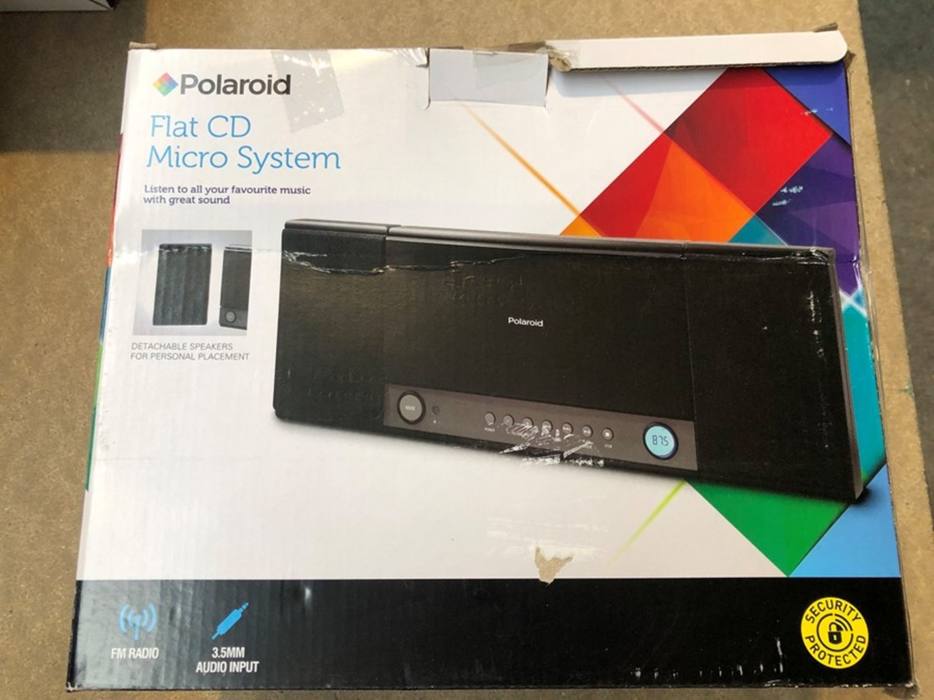 1 BOXED POLAROID FLAT CD MICRO SYSTEM IN BLACK / RRP £30.00 - BL -3813 (VIEWING HIGHLY RECOMMENDED)