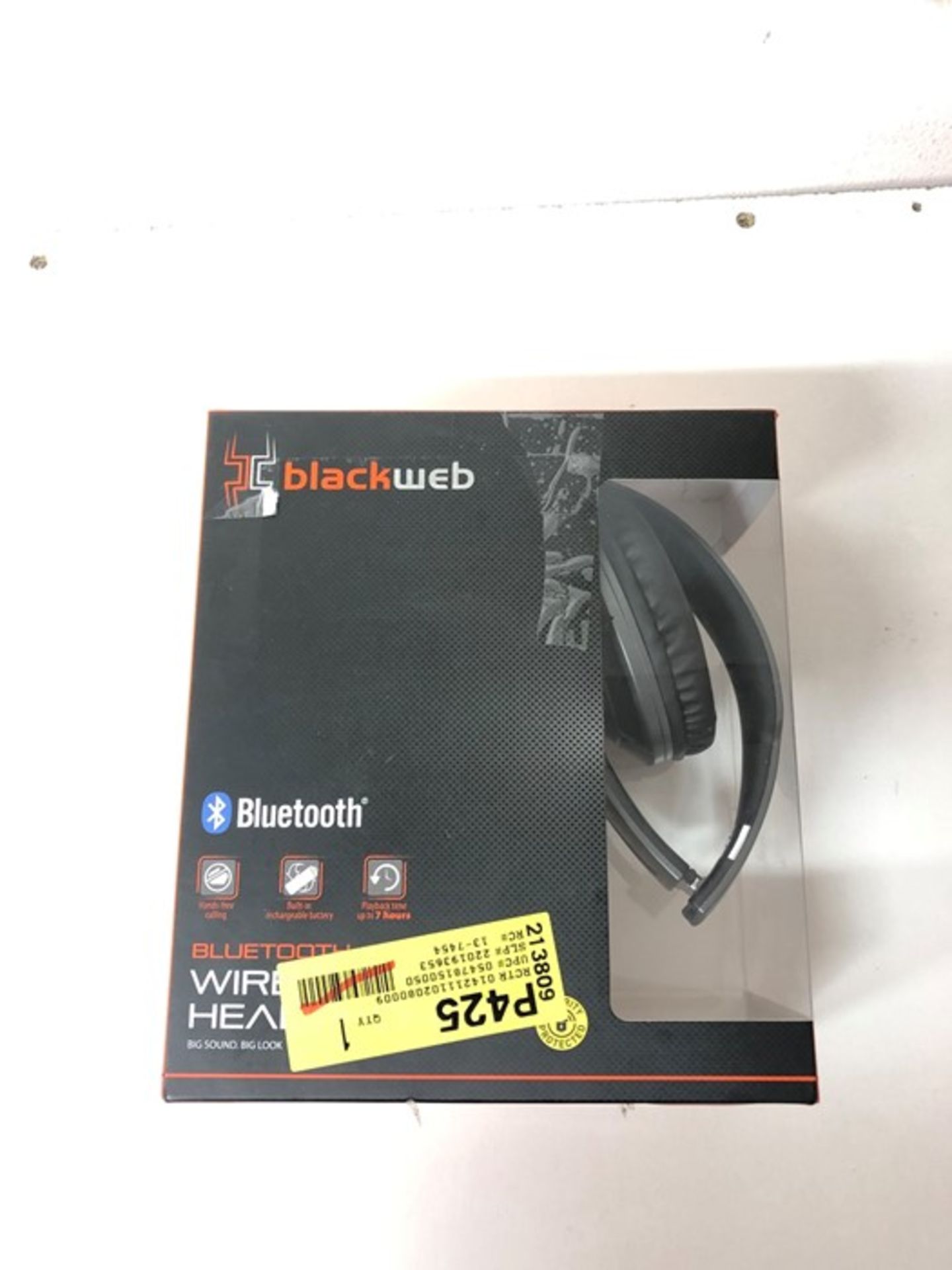 1 BOXED BLACK WEB BLUETOOTH WIRELESS HEADPHONES IN GREY AND BLACK / RRP £20.00 - BL 3809 (VIEWING