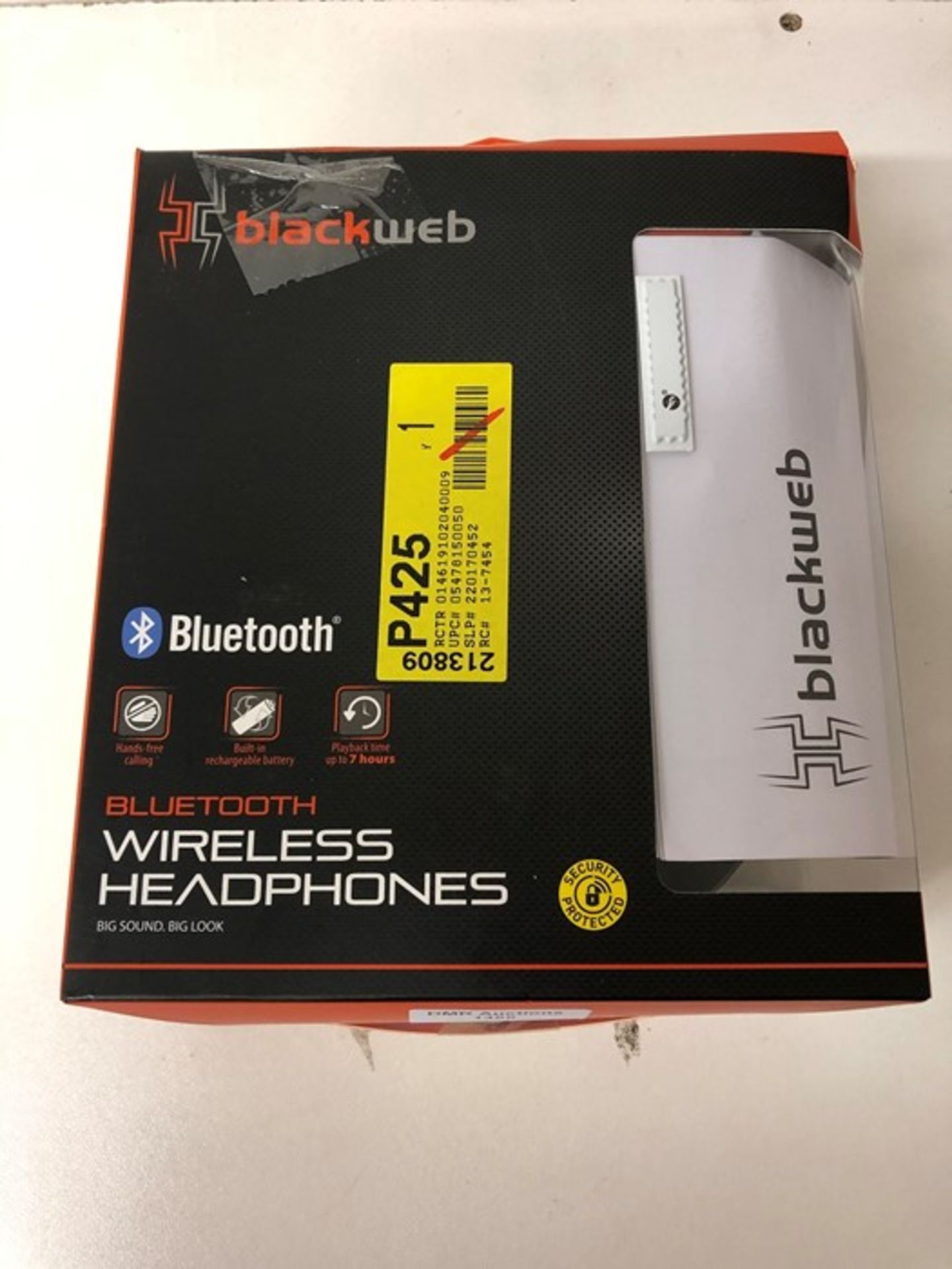 1 BOXED BLACK WEB BLUETOOTH WIRELESS HEADPHONES IN GREY AND BLACK / RRP £20.00 - BL 3809 (VIEWING