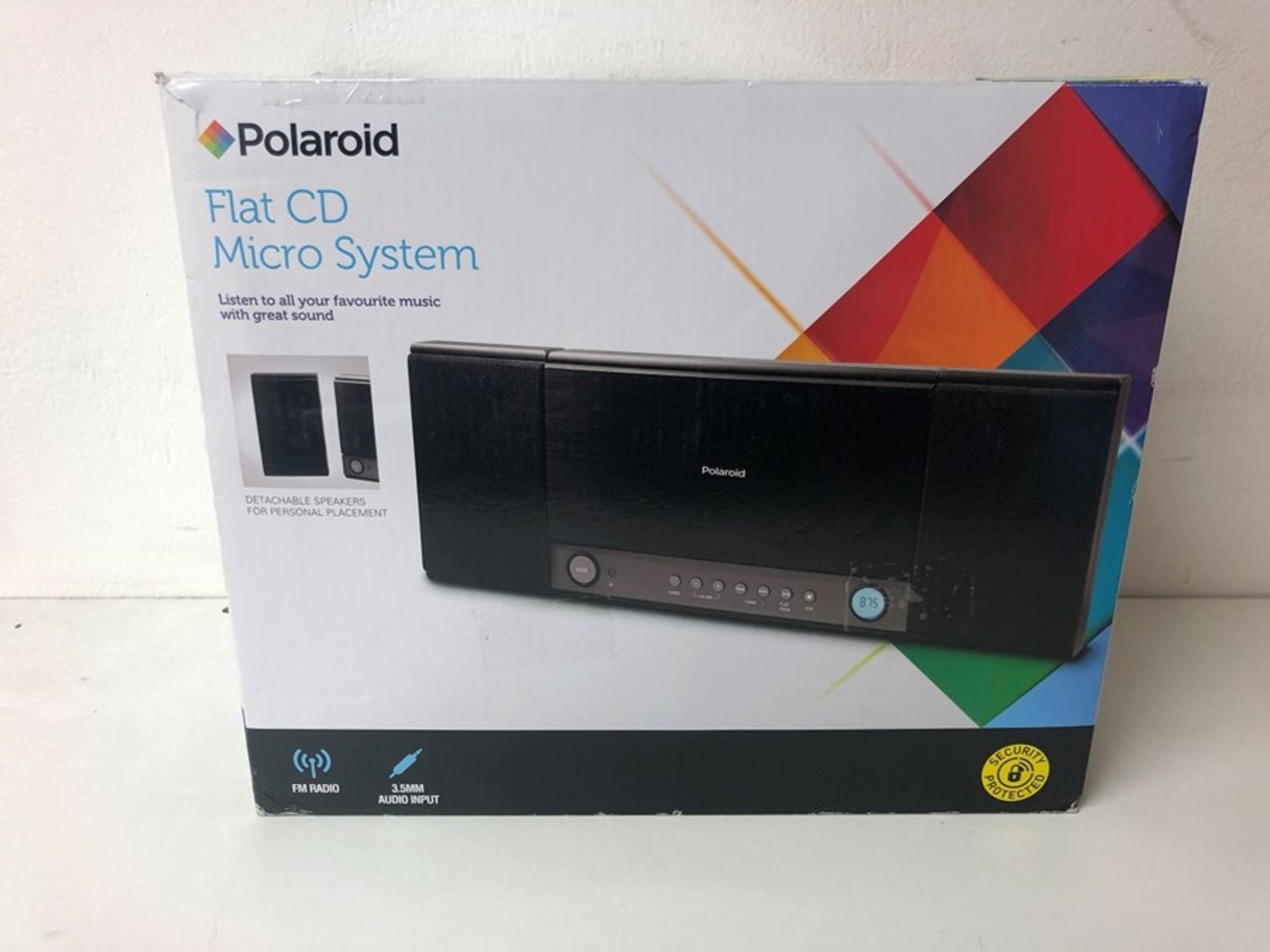 1 BOXED POLAROID FLAT CD MICRO SYSTEM IN BLACK / RRP £30.00 - BL -3813 (VIEWING HIGHLY RECOMMENDED)