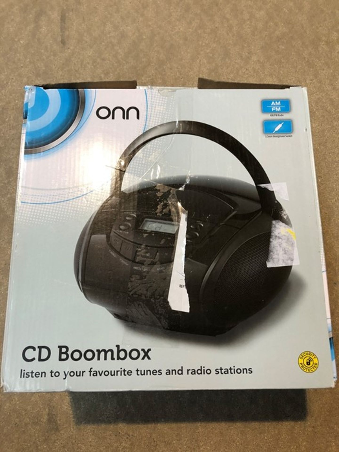 1 BOXED ONN CD BOOMBOX IN BLACK / RRP £20.00 - BL -3813 (VIEWING HIGHLY RECOMMENDED)