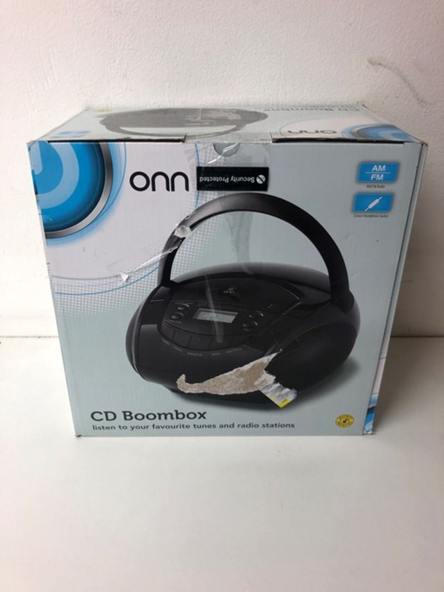 1 BOXED ONN CD BOOMBOX IN BLACK / RRP £20.00 - BL -3813 (VIEWING HIGHLY RECOMMENDED)