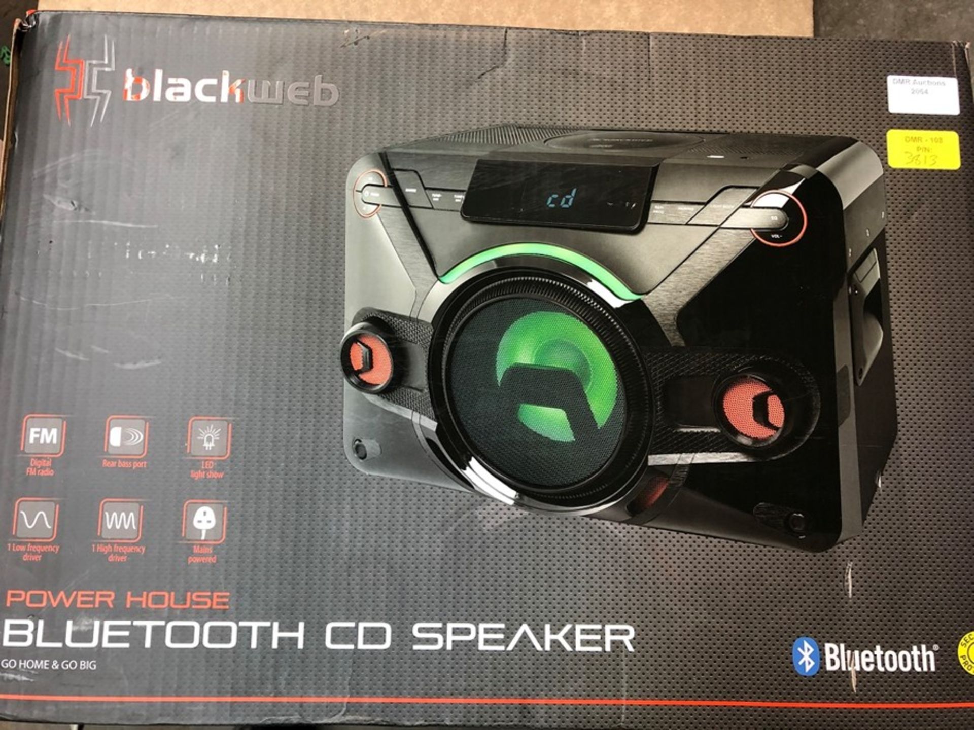 1 BOXED BLACK WEB POWER HOUSE BLUETOOTH CD SPEAKER IN BLACK / RRP £65.00 - BL -3813 (VIEWING