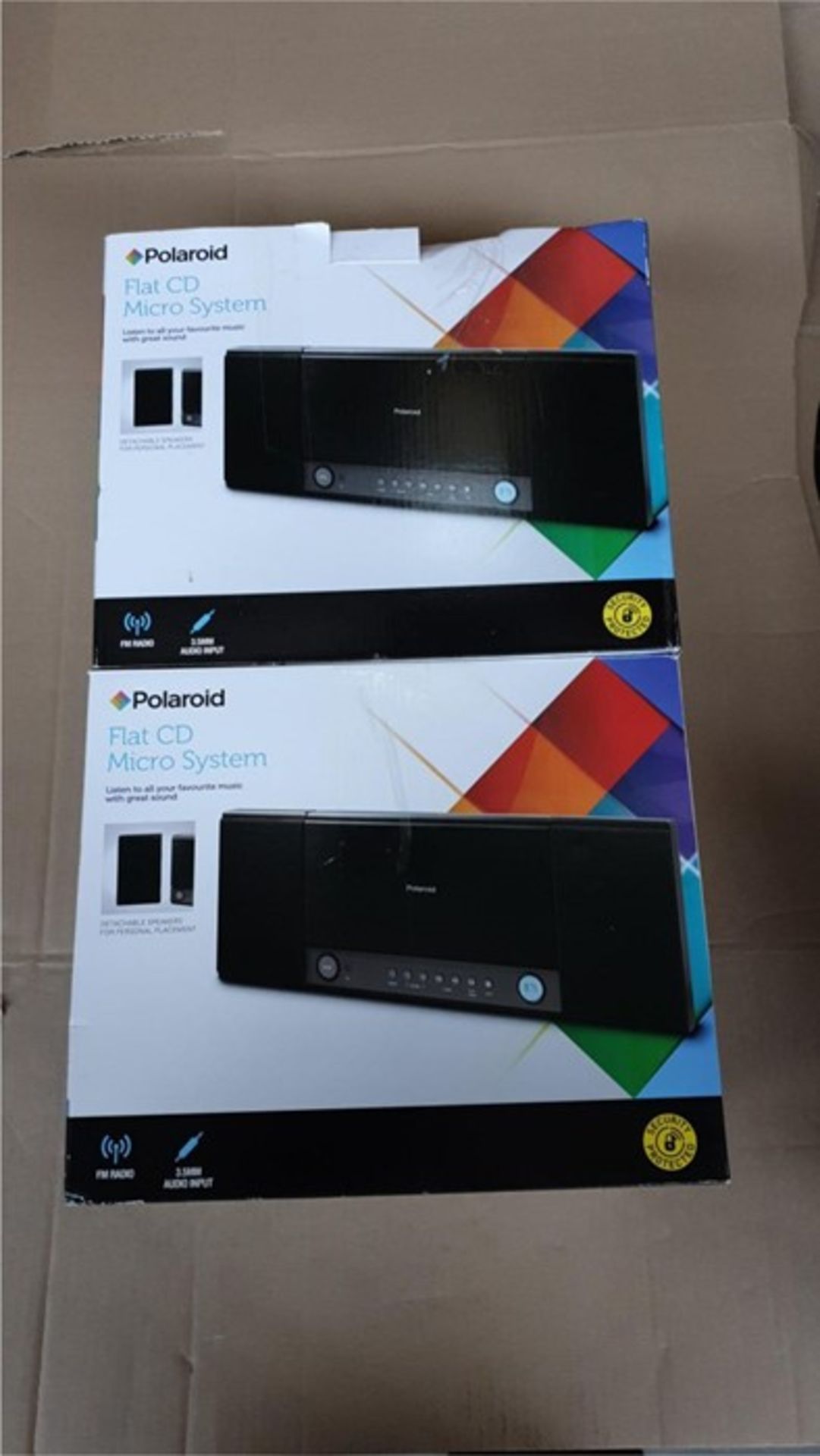 1 LOT TO CONTAIN 2 BOXED POLAROID FLAT CD MICRO SYSTEM IN BLACK / RRP £60.00 - BL -4578 (VIEWING