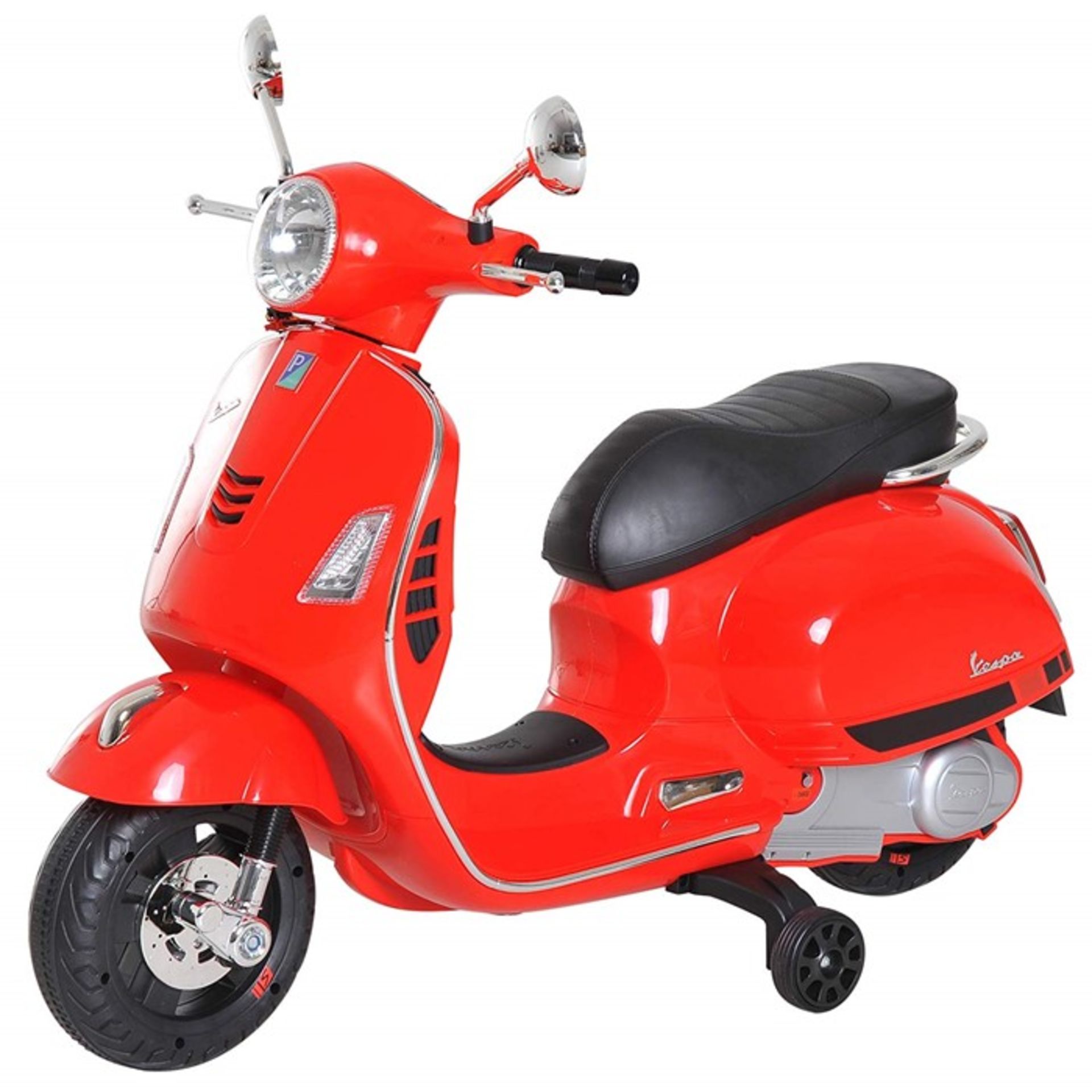 1 BOXED AS NEW CHILDRENS AGE 3+ VESPA RIDE ON SCOOTER IN RED RRP £81.99