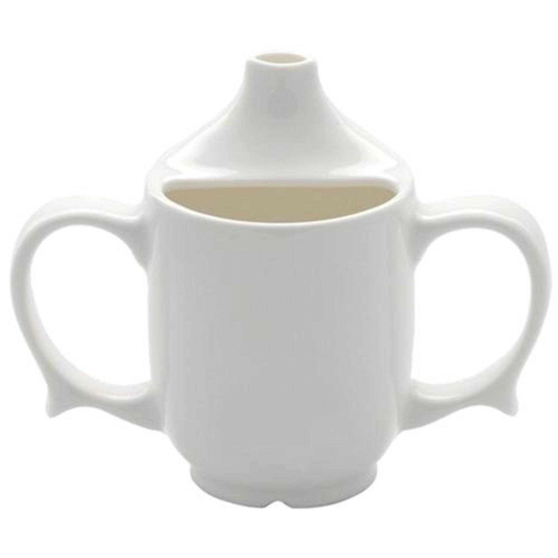 ME : 1 LOT TO CONTAIN 5 WADE - LIFE WITH DIGNITY 2 HANDLED FEEDING MUGS WITH SPOUT IN WHITE / RRP £