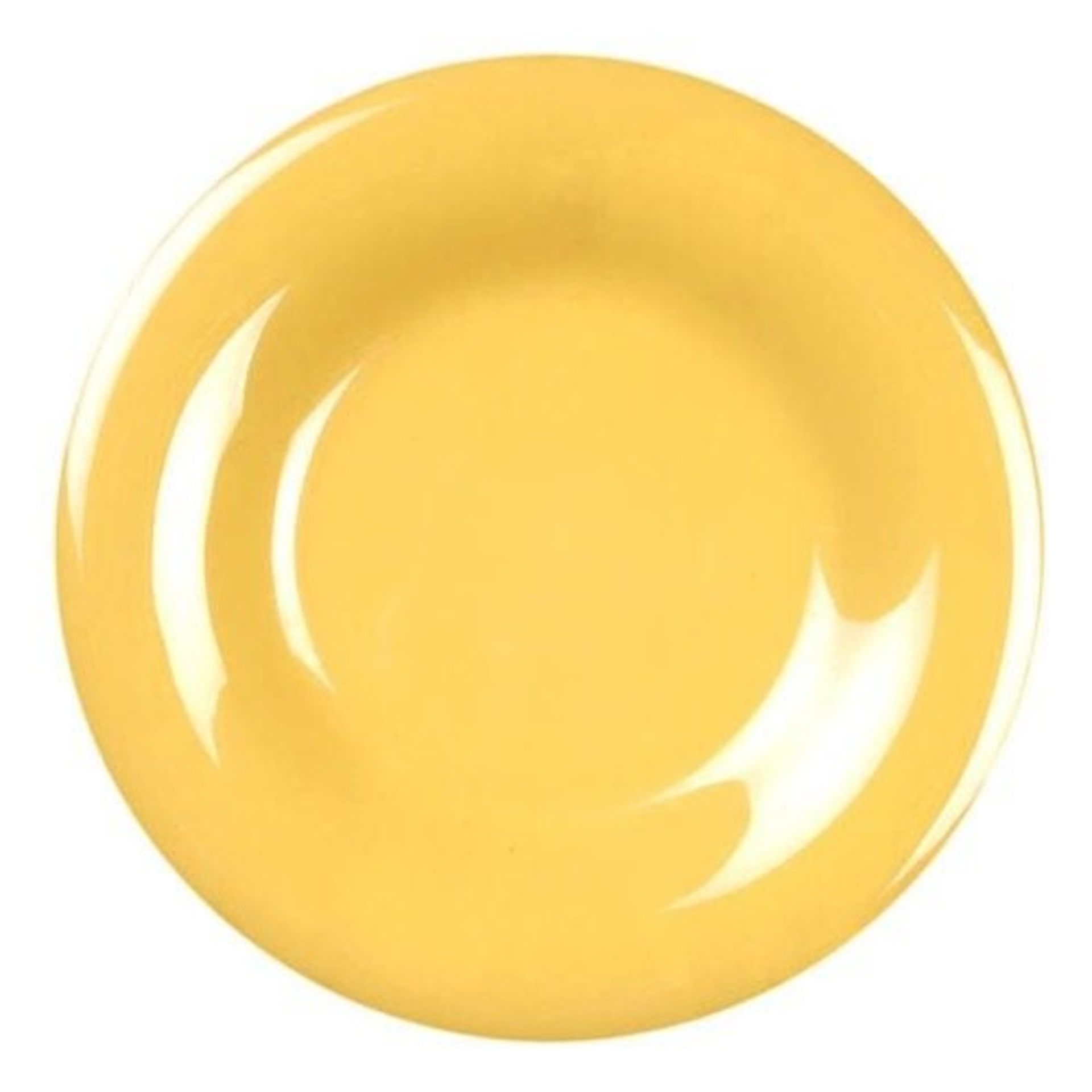 ME : 1 LOT TO CONTAIN 8 MELAMONE PLATES IN YELLOW - APPROX 7" DIAMETER (VIEWING HIGHLY RECOMMENDED)