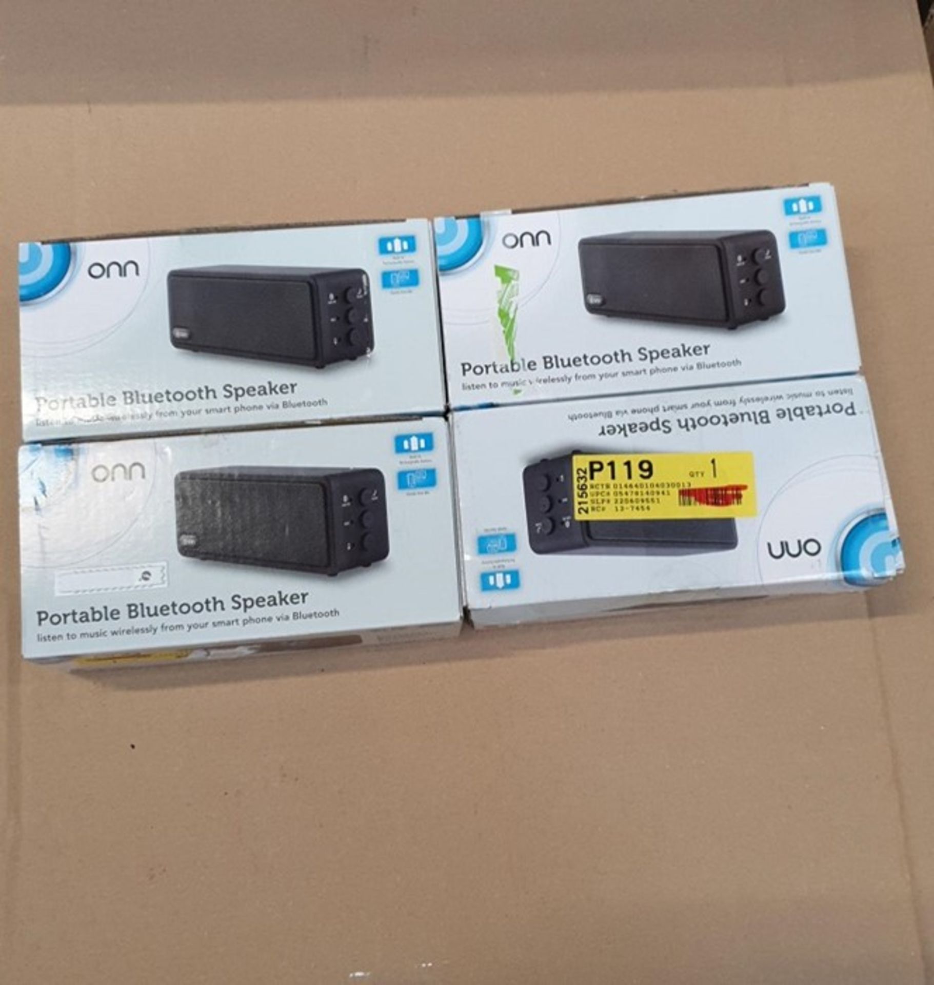 1 LOT TO CONTAIN 4 BOXED ONN BLUETOOTH SPEAKERS IN BLACK - BL 5632 / RRP £59.96 (VIEWING HIGHLY