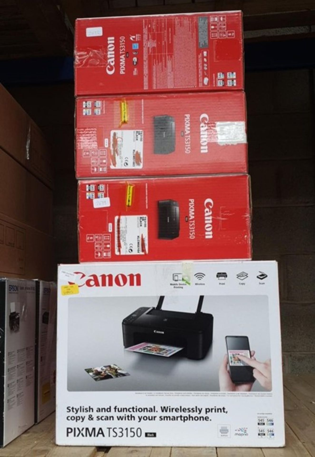 1 LOT TO CONTAIN 5 VARIOUS CANNON PIXMA PRINTERS / TS 3150 / BL- 4645 (VIEWING HIGHLY RECOMMENDED)