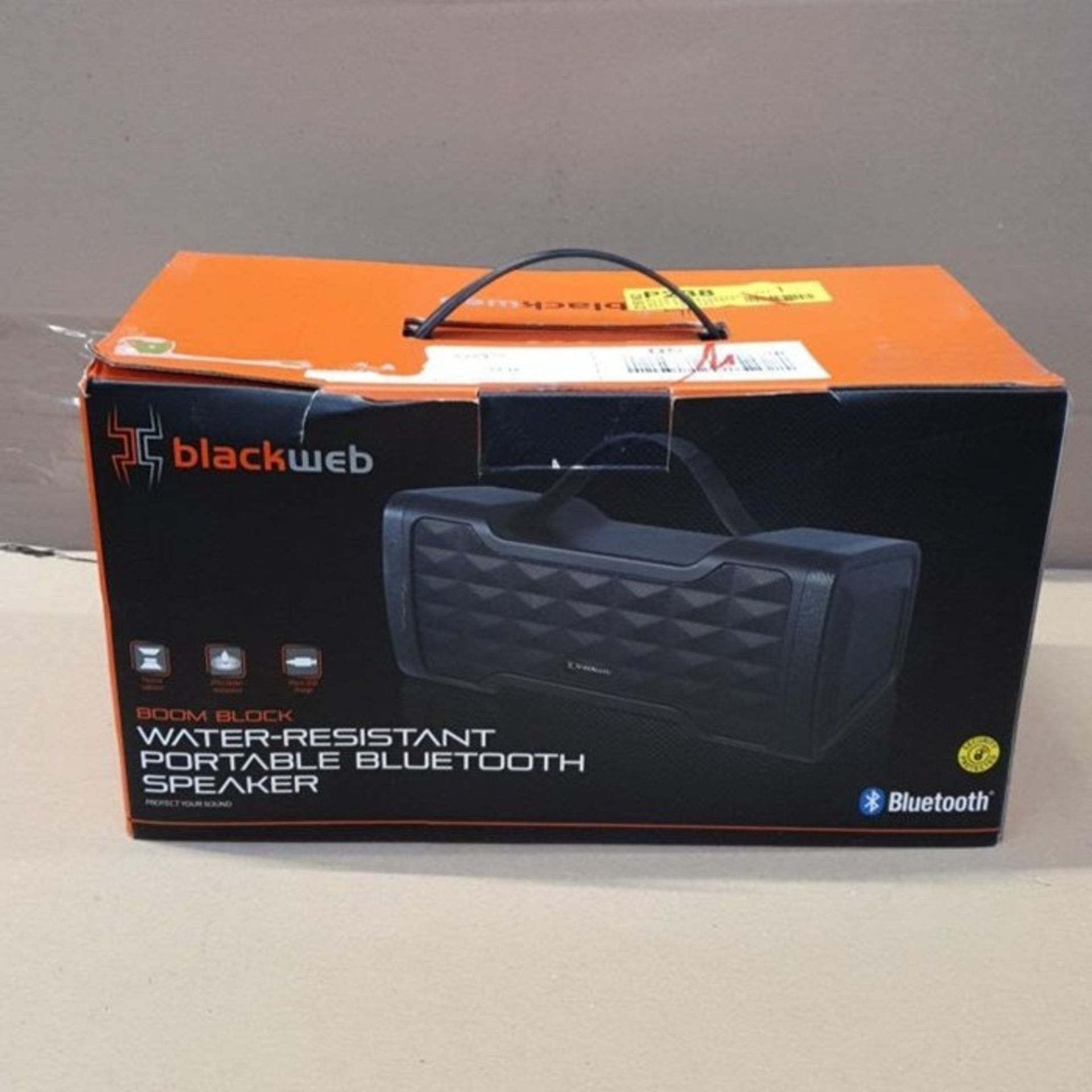 1 BOXED BLACKWEB BOOM BLOCK WATER RESISTANT PORTABLE BLUETOOTH SPEAKER IN BLACK / BL -5162 / RRP £