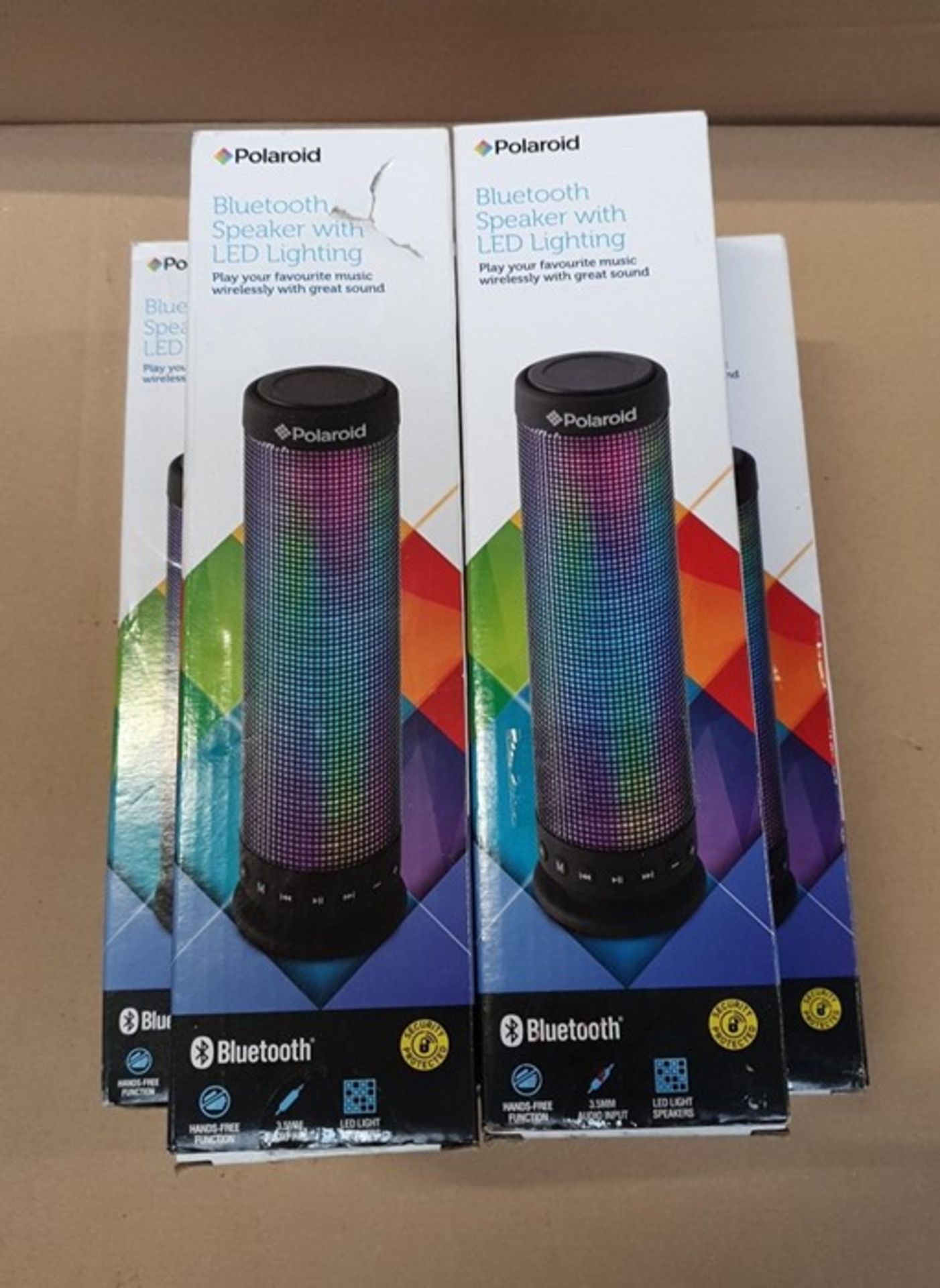 1 LOT TOP CONTAIN 5 BOXED POLAROID BLUETOOTH SPEAKER WITH LED LIGHTENING - BL - 5632 / RRP £94.95 (