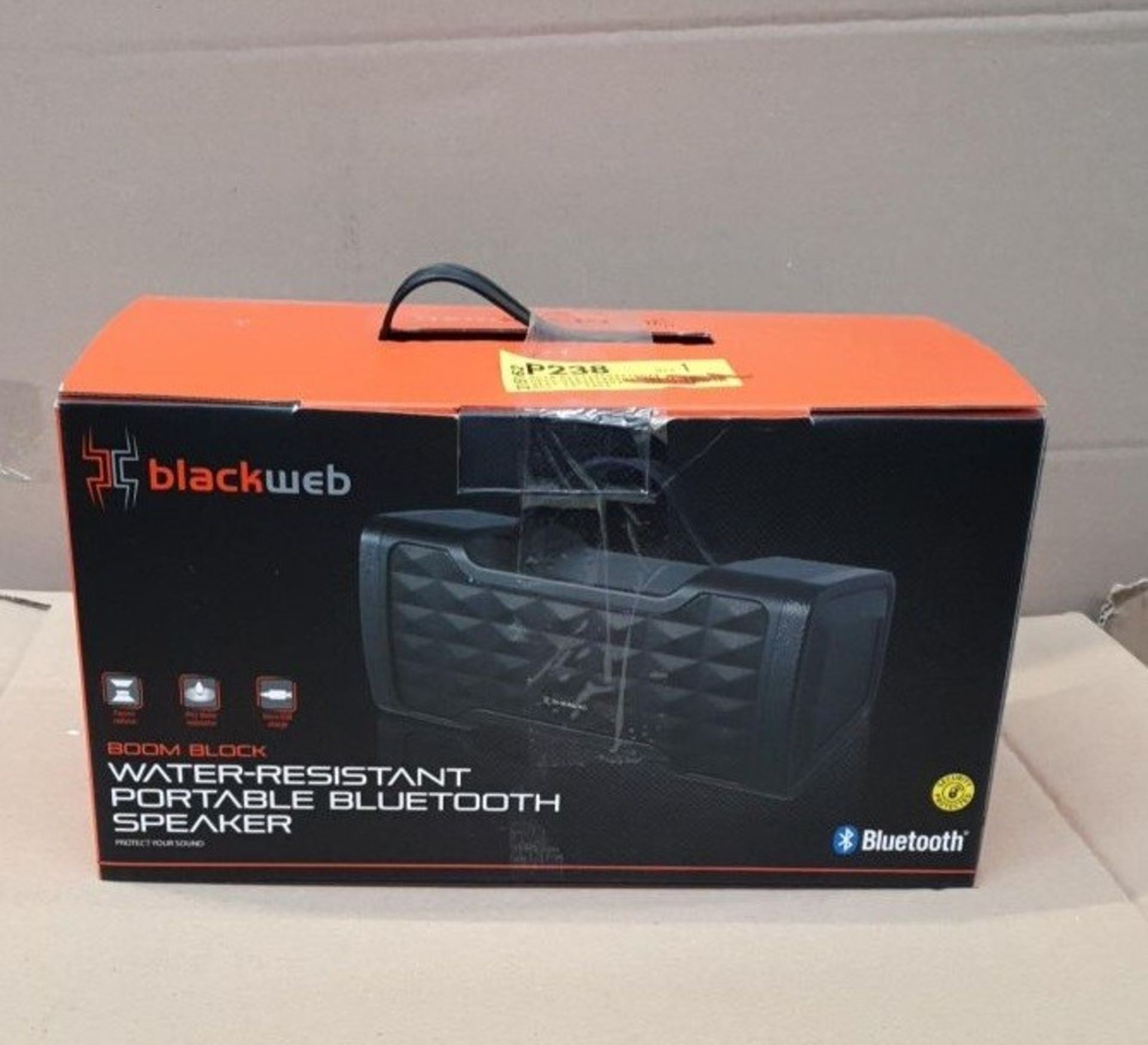 1 BOXED BLACKWEB BOOM BLOCK WATER RESISTANT PORTABLE BLUETOOTH SPEAKER IN BLACK / BL -5162 / RRP £