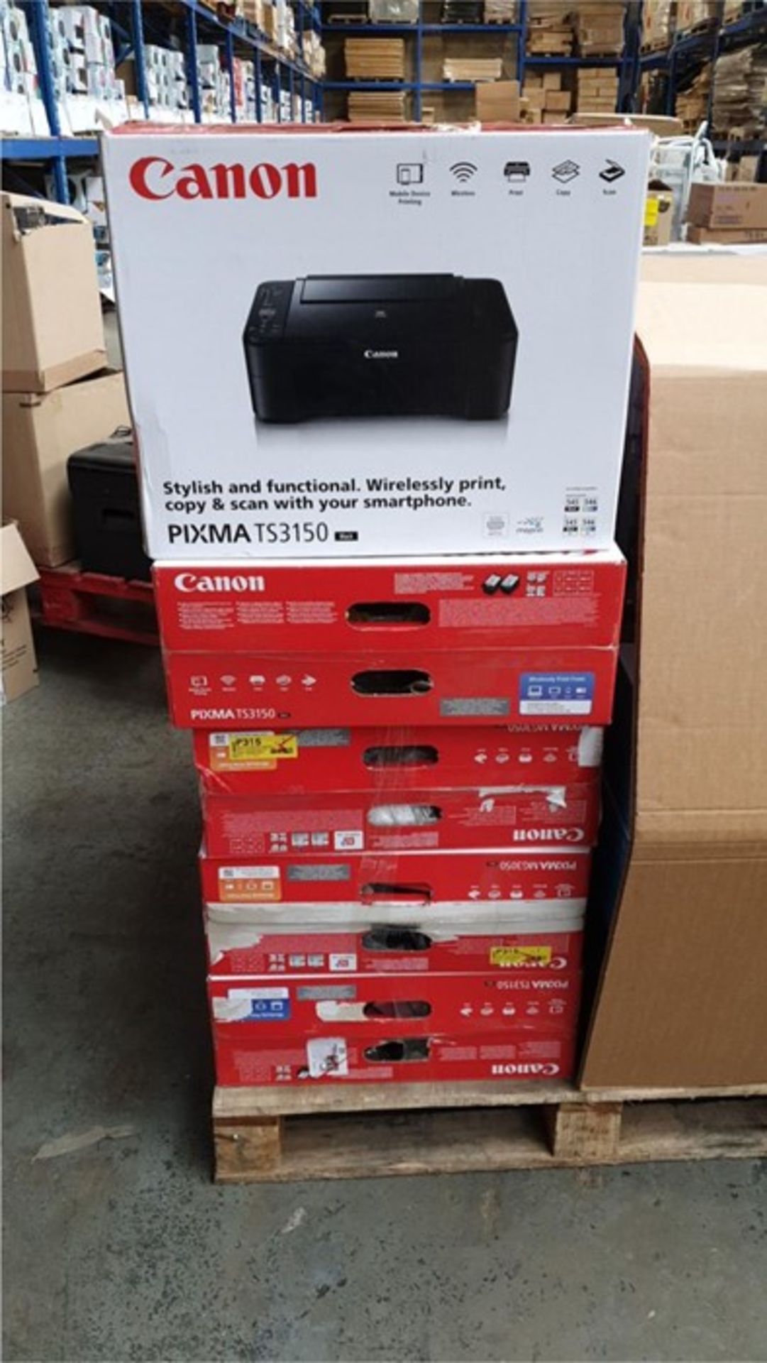 1 LOT TO CONTAIN 5 CANNON PIXMA VARIOUS PRINTERS / MG 3050 / TS 3150 / BL - 4645 (VIEWING HIGHLY