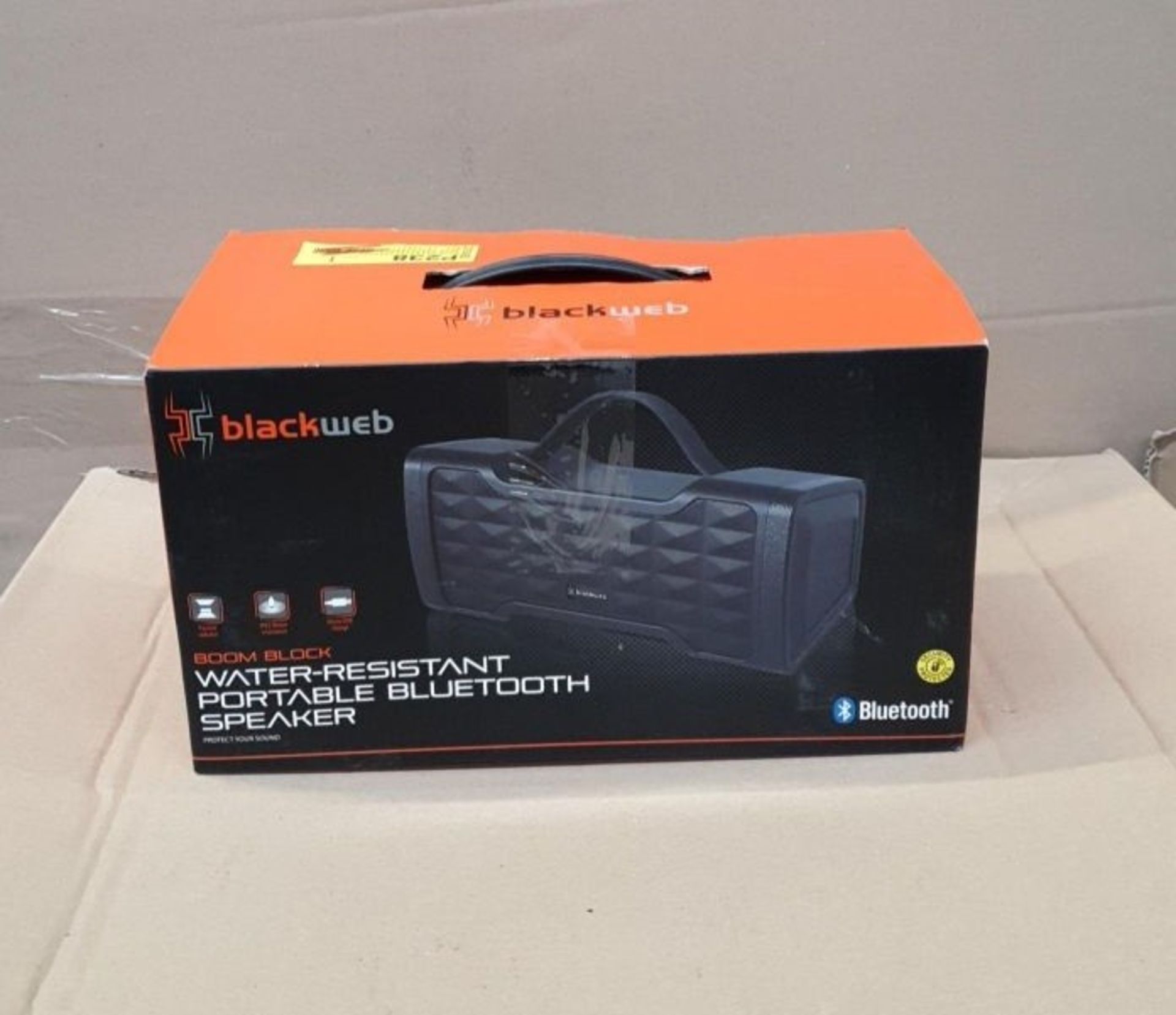 1 BOXED BLACKWEB BOOM BLOCK WATER RESISTANT PORTABLE BLUETOOTH SPEAKER IN BLACK / BL -5162 / RRP £