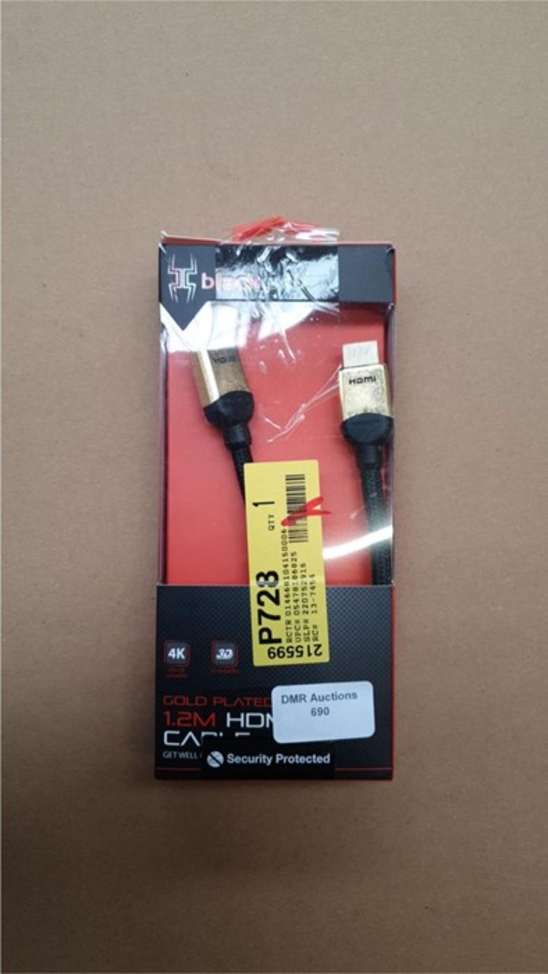 1 BOXED BLACK WEB 1.2M GOLD PLATED HDMI CABLE, FOR 4K AND 3D / BL-5599 / RRP £18.00 (VIEWING