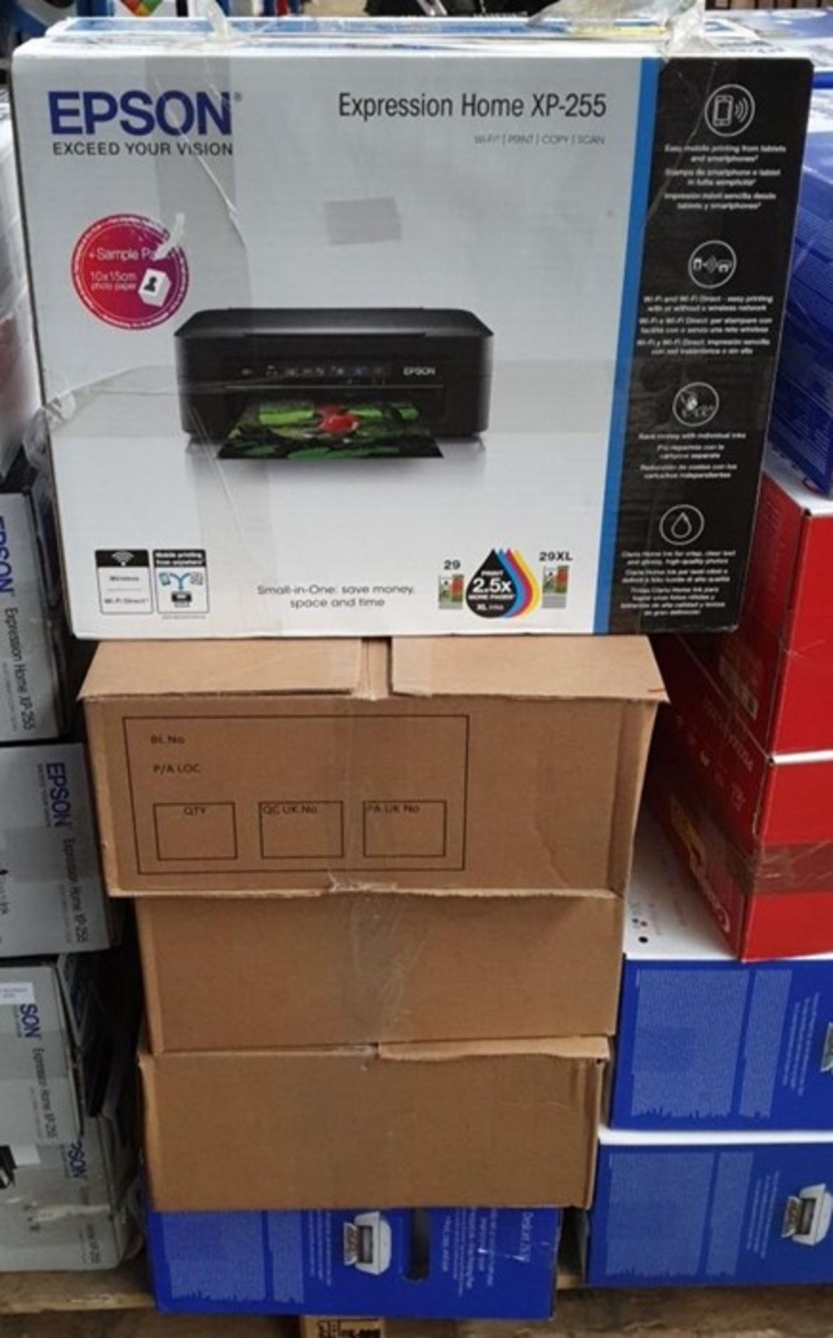 1 LOT TO CONTAIN 5 VARIOUS EPSON PRINTERS AND HP DESK JET PRINTERS / 255/ 257 / BL- 4645 (VIEWING