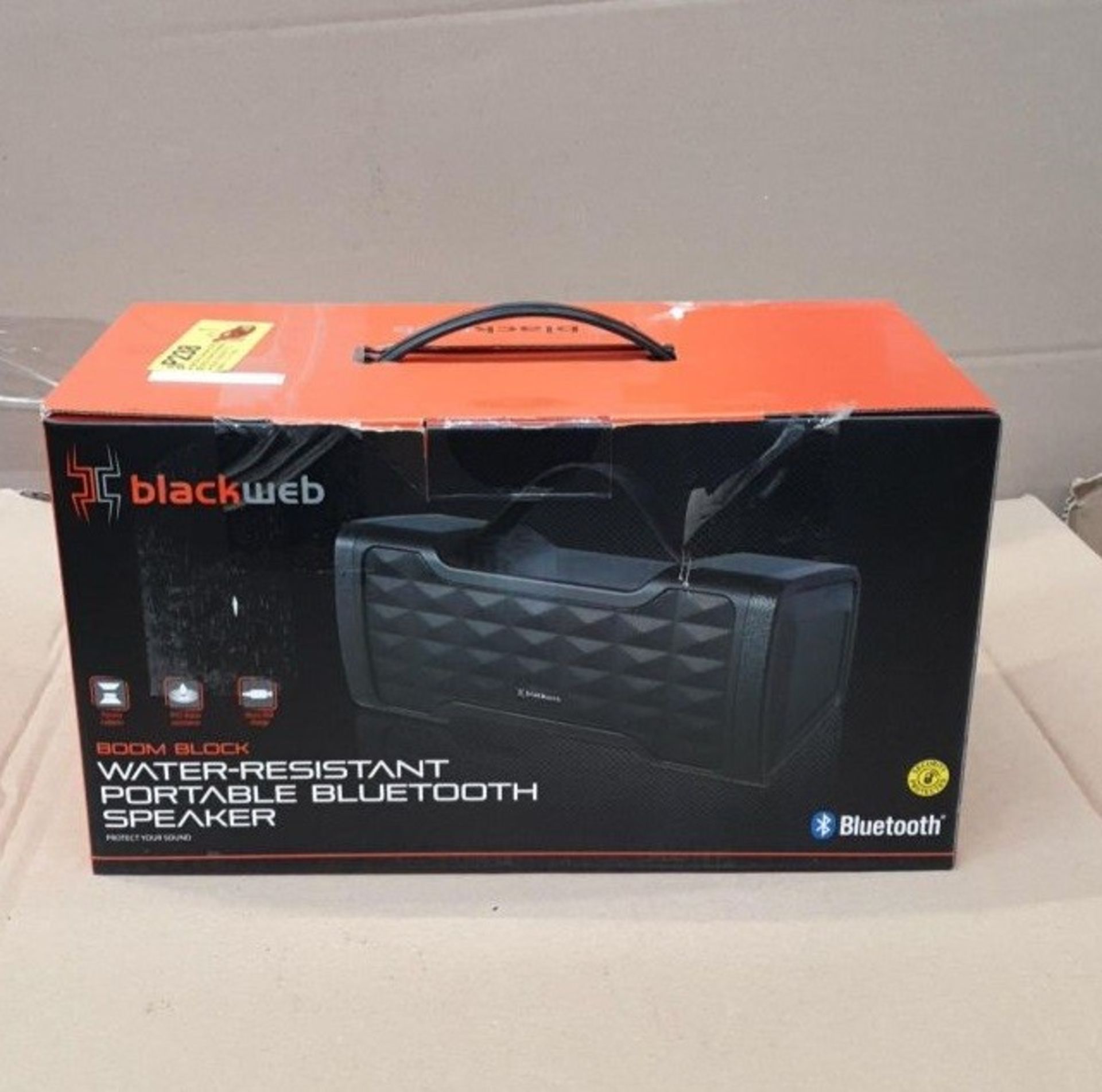 1 BOXED BLACKWEB BOOM BLOCK WATER RESISTANT PORTABLE BLUETOOTH SPEAKER IN BLACK / BL -5162 / RRP £