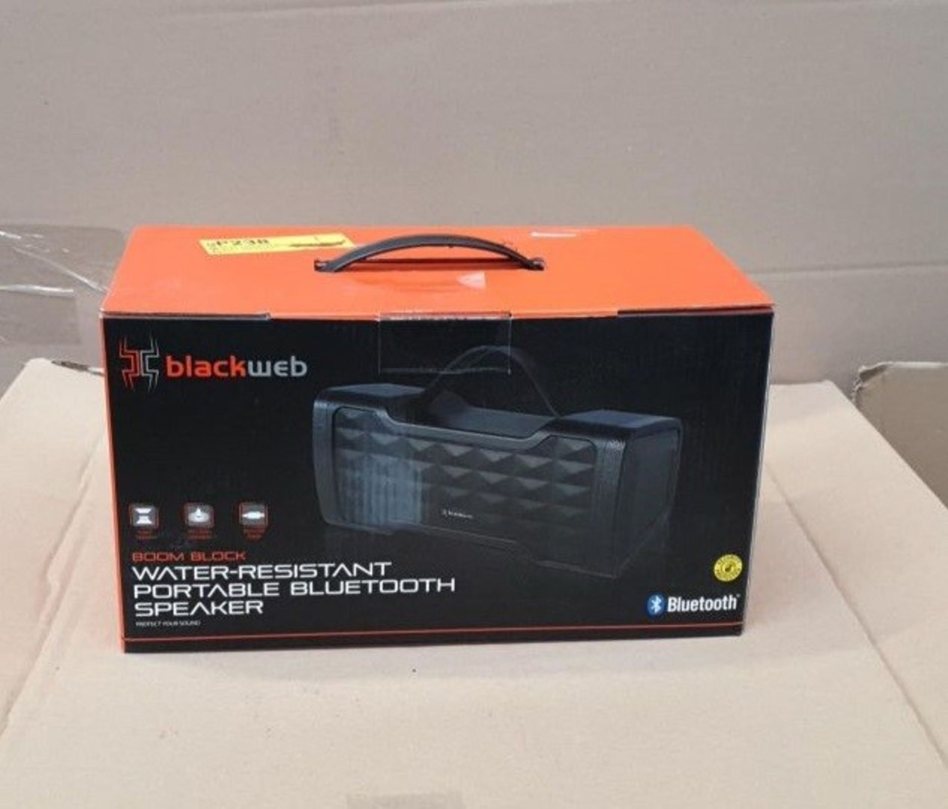 1 BOXED BLACKWEB BOOM BLOCK WATER RESISTANT PORTABLE BLUETOOTH SPEAKER IN BLACK / BL -5162 / RRP £