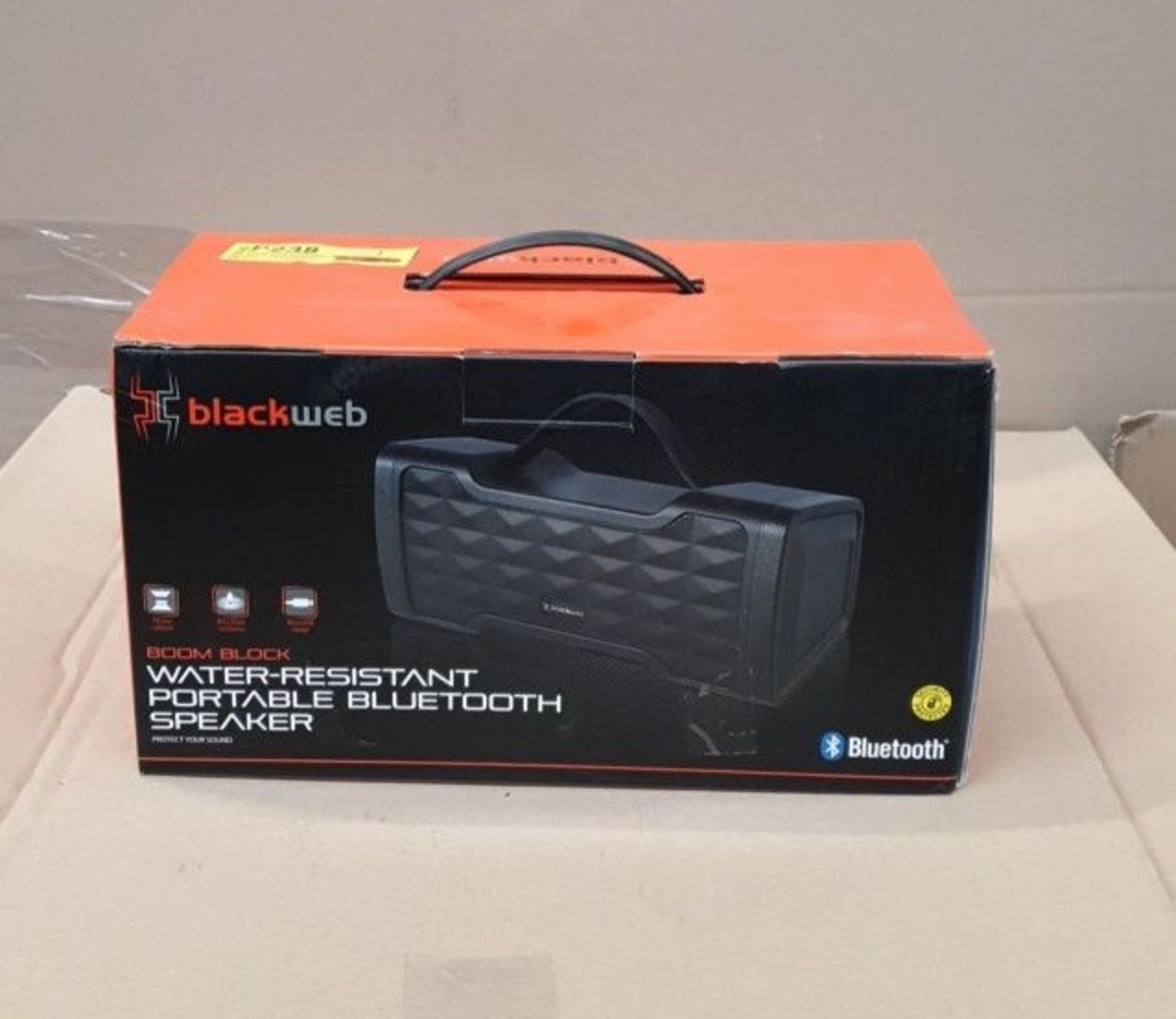 1 BOXED BLACKWEB BOOM BLOCK WATER RESISTANT PORTABLE BLUETOOTH SPEAKER IN BLACK / BL -5162 / RRP £