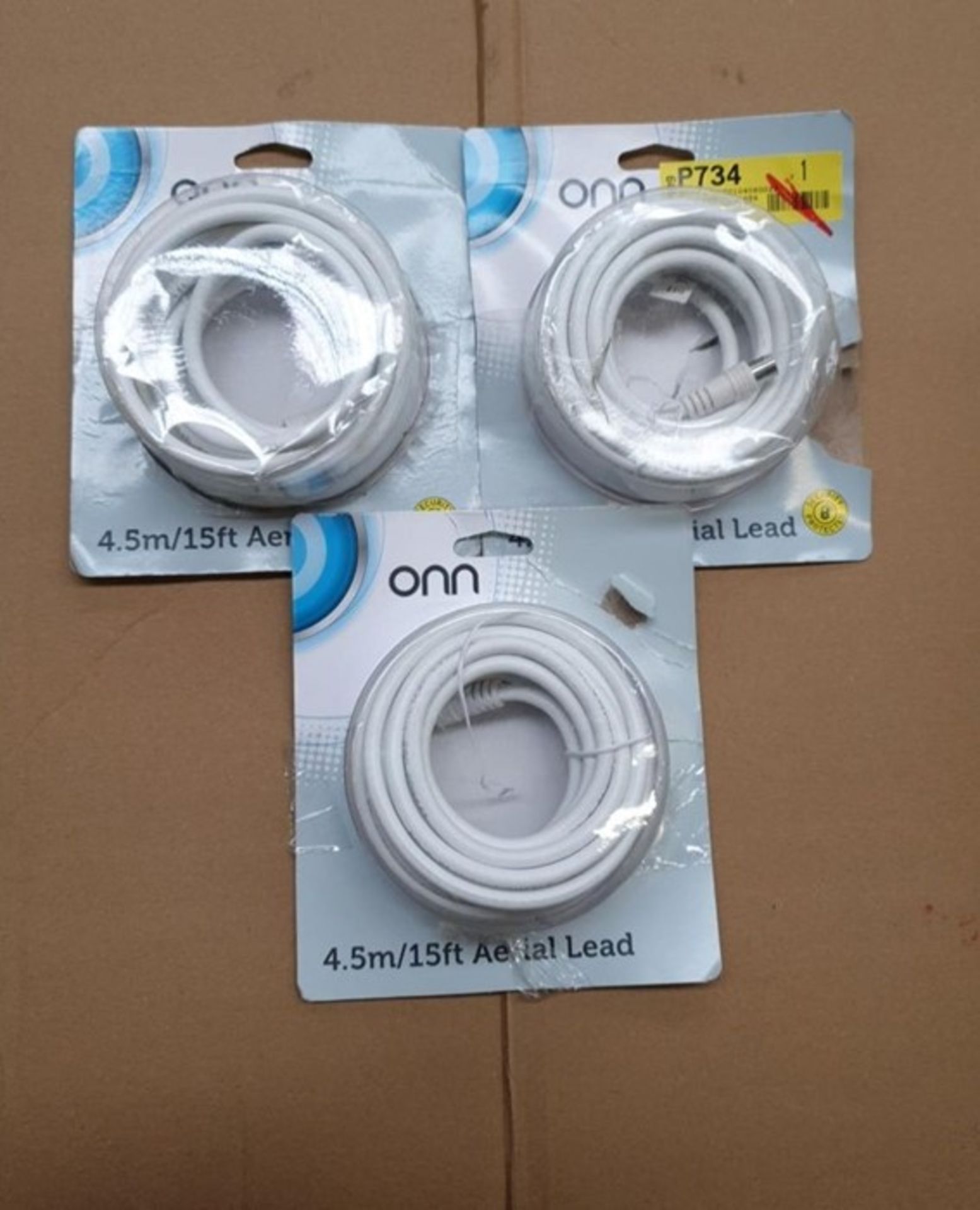 1 LOT TO CONTAIN 3 ONN 4.5M/15FT AERIAL LEADS / BL -5599 / RRP £9.87 (VIEWING HIGHLY RECOMMENDED)