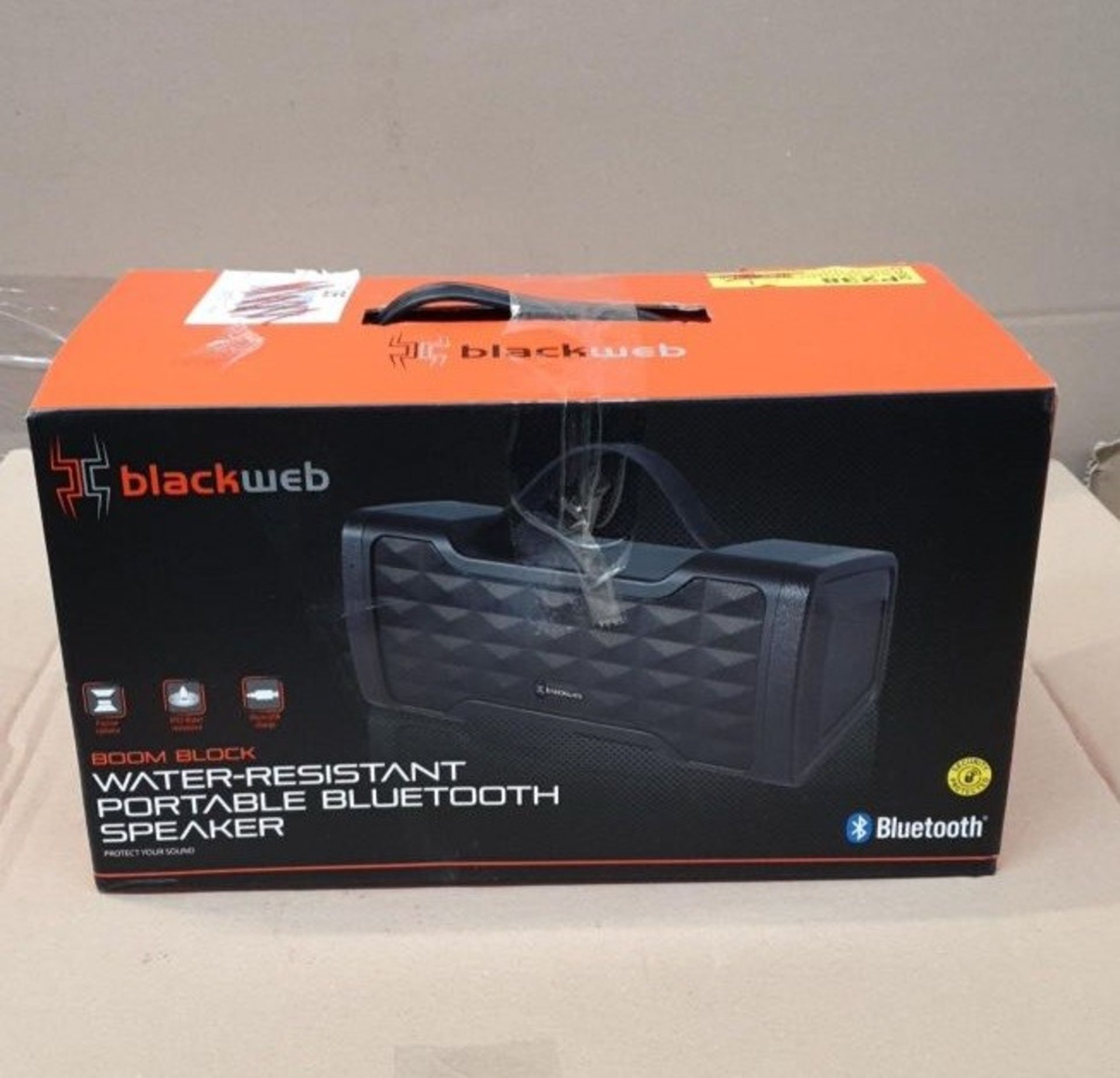 1 BOXED BLACKWEB BOOM BLOCK WATER RESISTANT PORTABLE BLUETOOTH SPEAKER IN BLACK / BL -5162 / RRP £