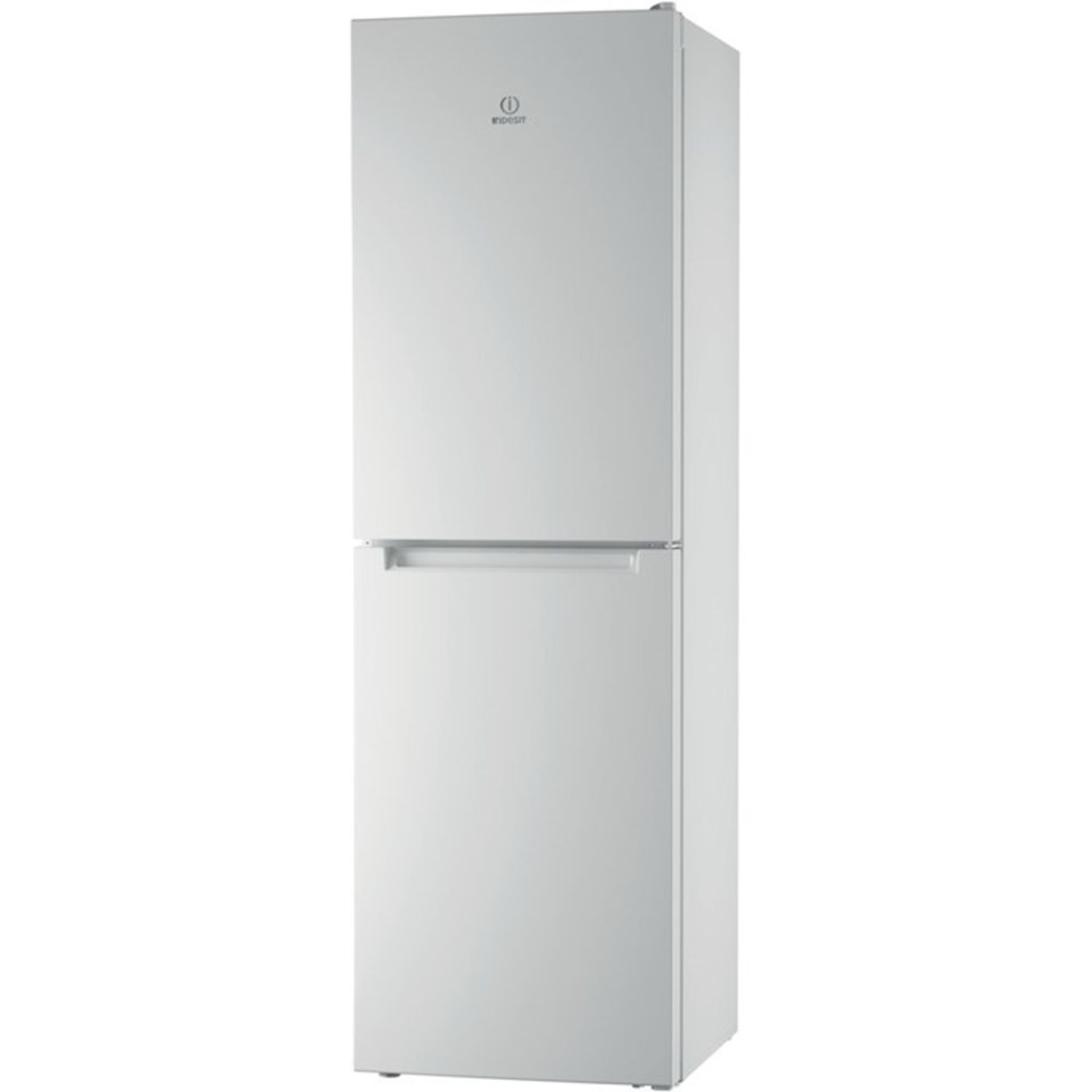 1 GRADE B UNTESTED AND UNBOXED INDESIT FRIDGE FREEZER IN WHITE - LD85 / SLIGHT DENT TO LEFT HAND