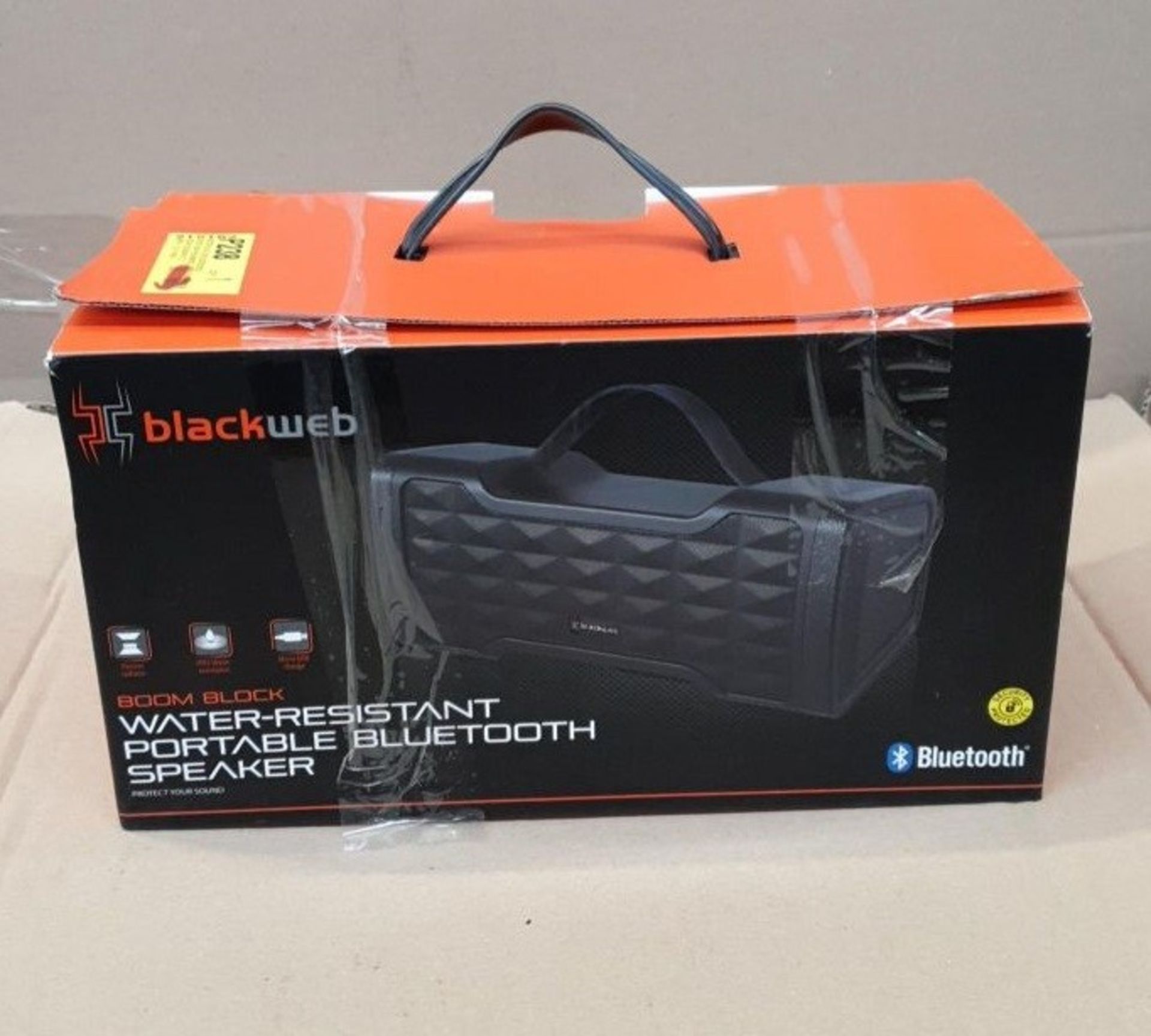 1 BOXED BLACKWEB BOOM BLOCK WATER RESISTANT PORTABLE BLUETOOTH SPEAKER IN BLACK / BL -5162 / RRP £