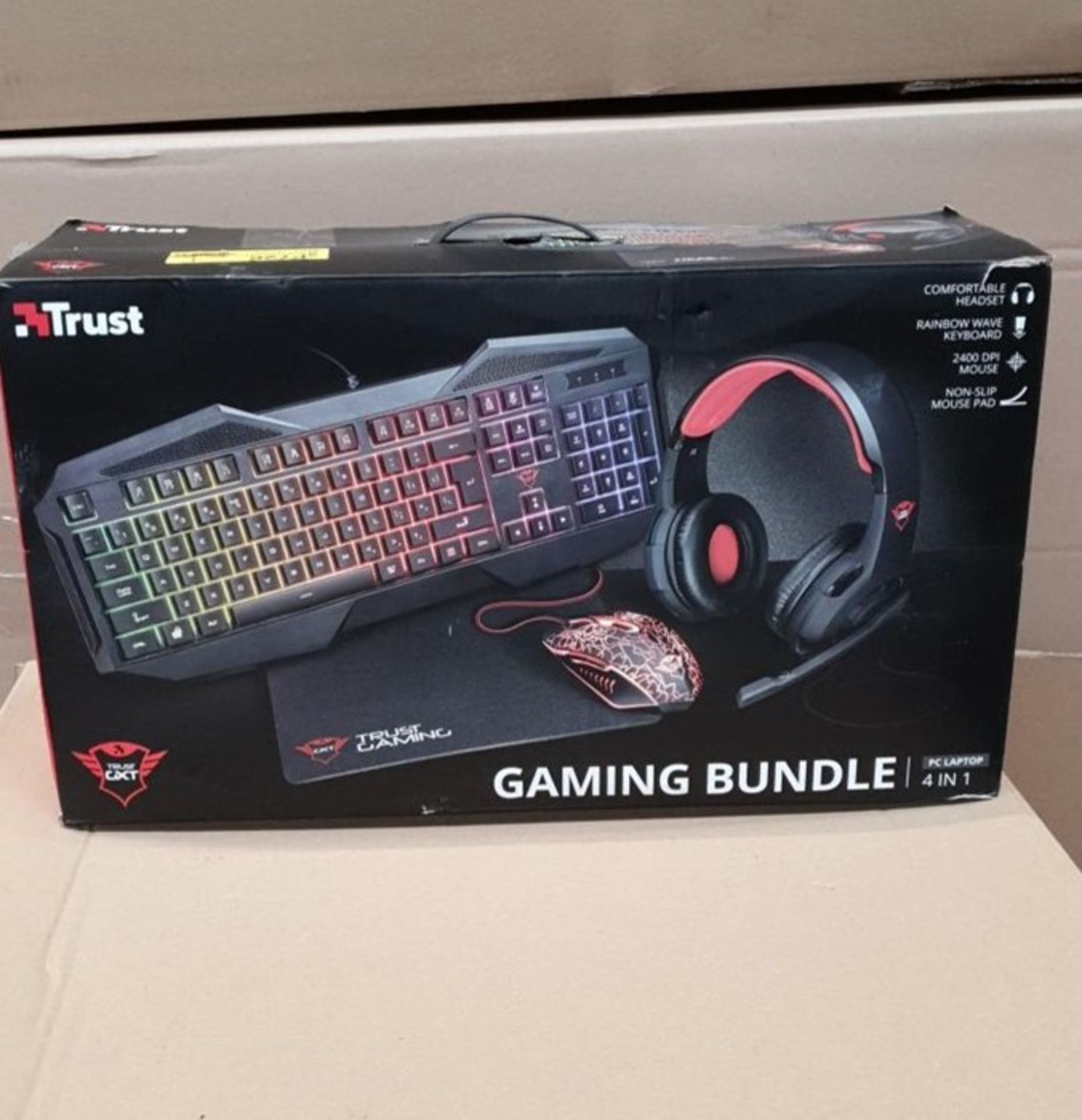 1 BOXED TRUST 4 IN 1 GAMING BUNDLE TO INCLUDE KEYBOARD, GAMING MOUSE, HEADSET AND MOUSEMAT / RRP £ - Image 2 of 2