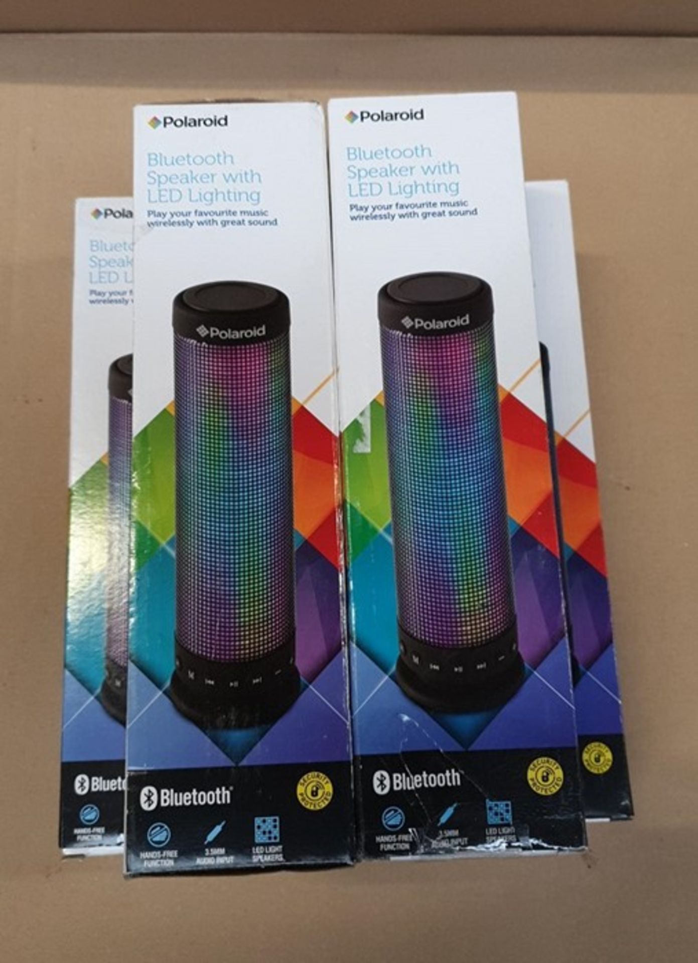 1 LOT TOP CONTAIN 5 BOXED POLAROID BLUETOOTH SPEAKER WITH LED LIGHTENING - BL - 5632 / RRP £94.95 (