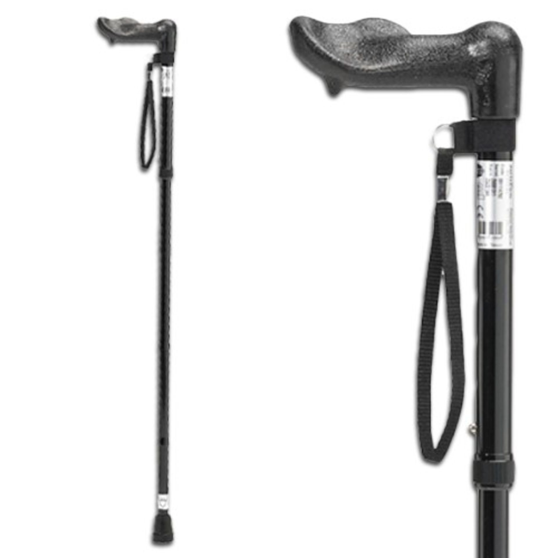ME : 1 LOT TO CONTAIN 3 AS NEW BAGGED HOMECRAFT CONTURED GRIP RIGHT HAND WALKING STICK IN BLACK /